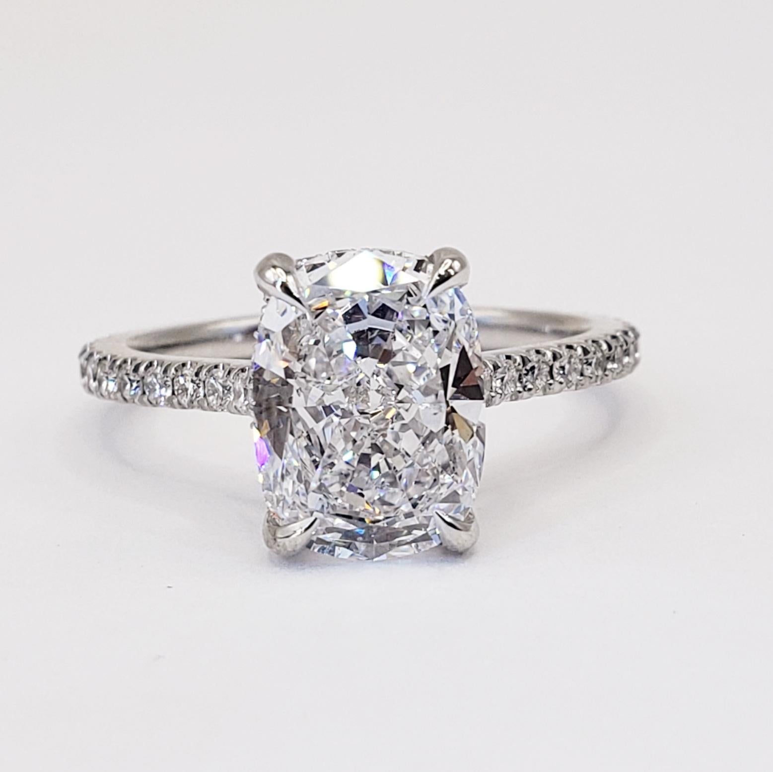 David Rosenberg 3.04 Carat Cushion D SI1 GIA Diamond Engagement Wedding Ring 7