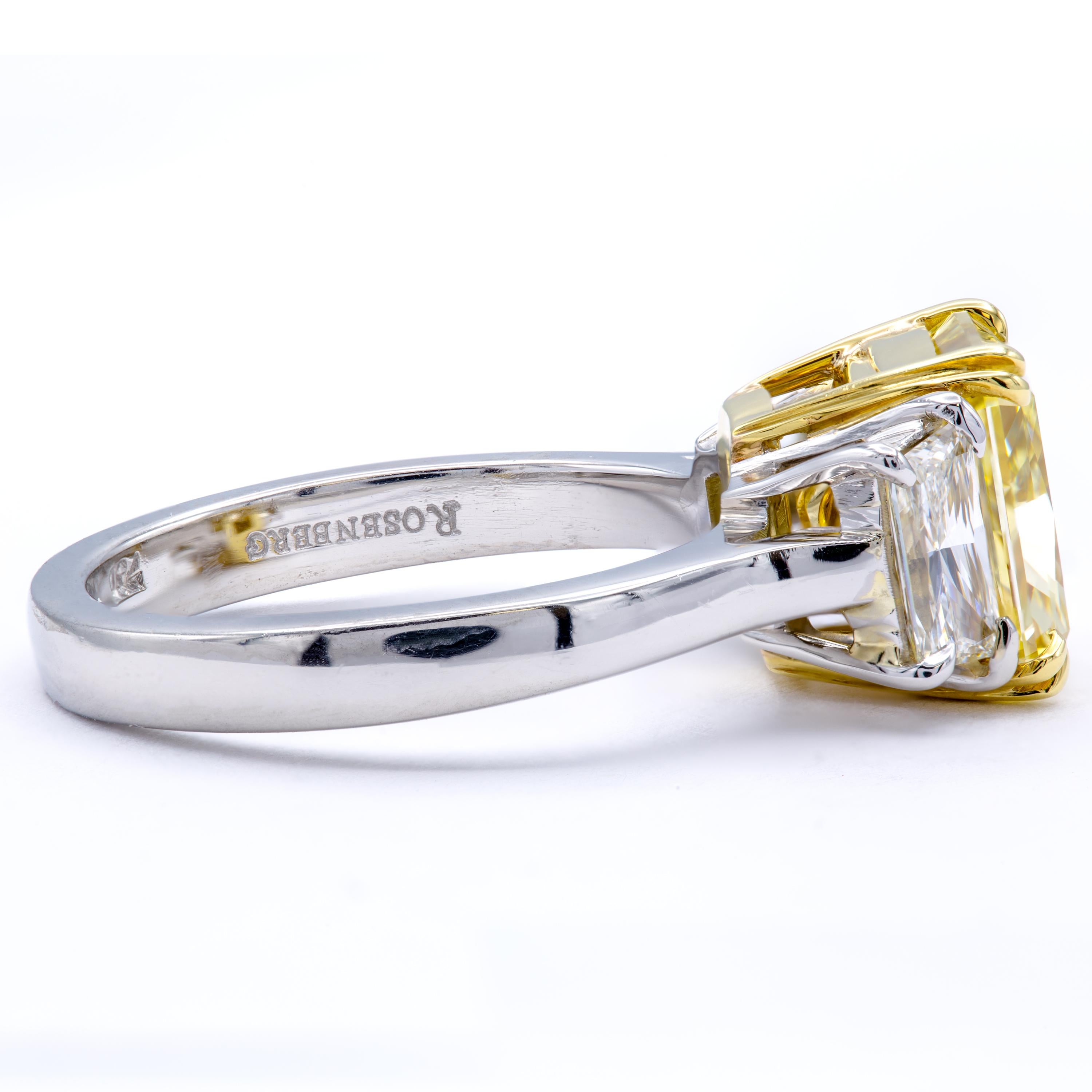 Radiant Cut David Rosenberg 3.15 Carat Radiant Fancy Intense Yellow GIA Diamond Engagement   For Sale