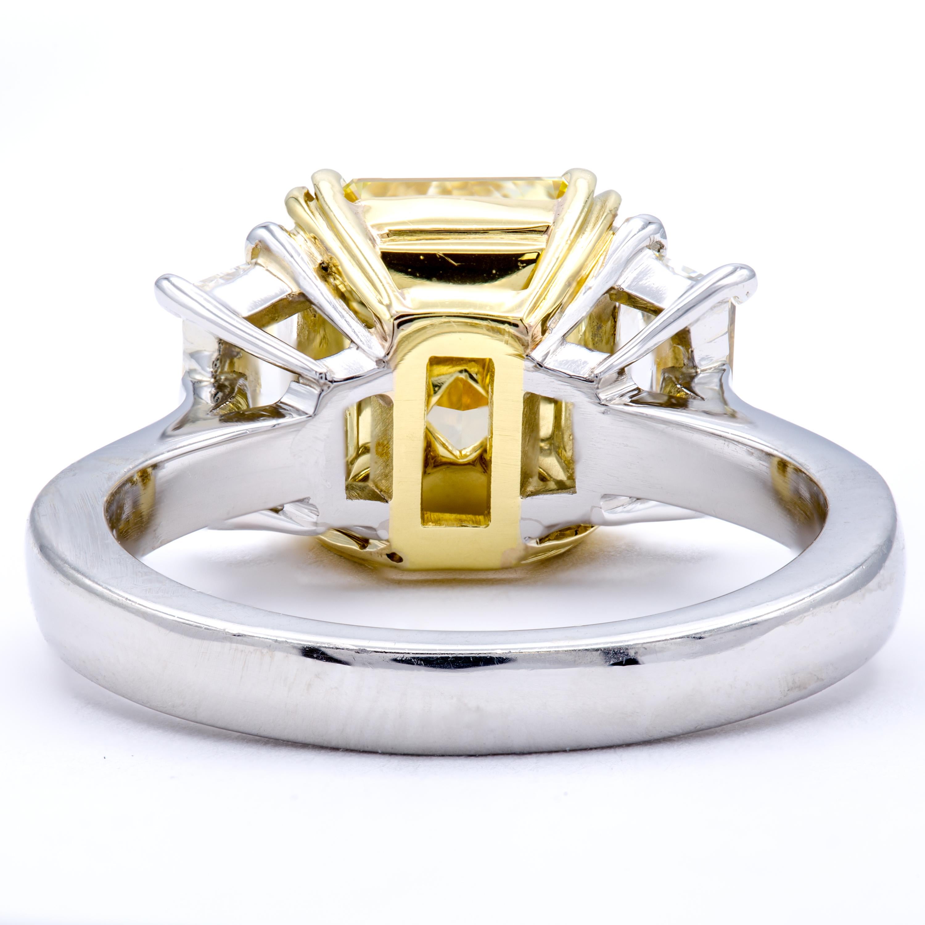 Radiant Cut David Rosenberg 3.15 Carat Radiant Fancy Intense Yellow GIA Diamond Engagement   For Sale