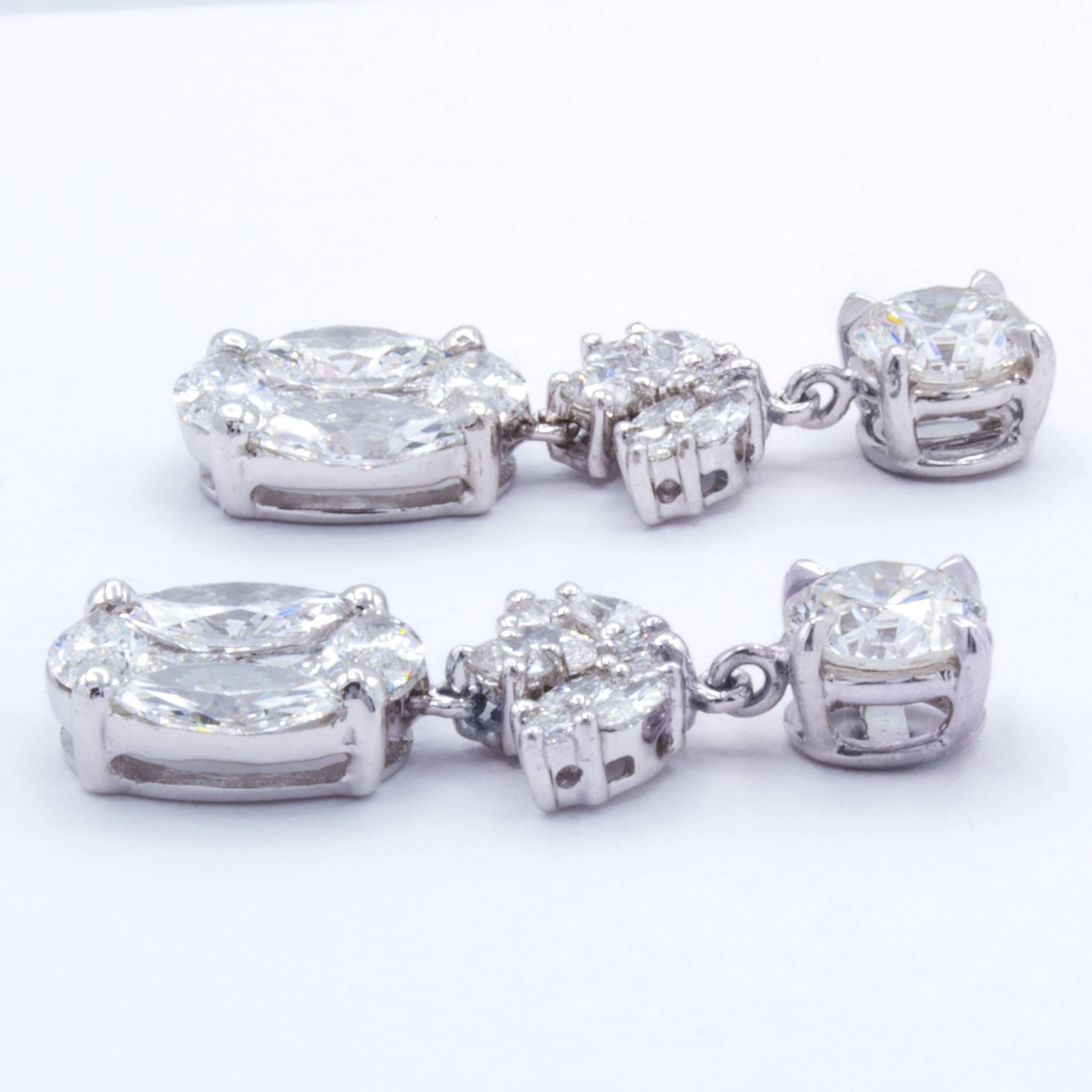 David Rosenberg 3.18 Total Carat GIA Round Stud Drop Dangle Diamond Earrings In New Condition In Boca Raton, FL