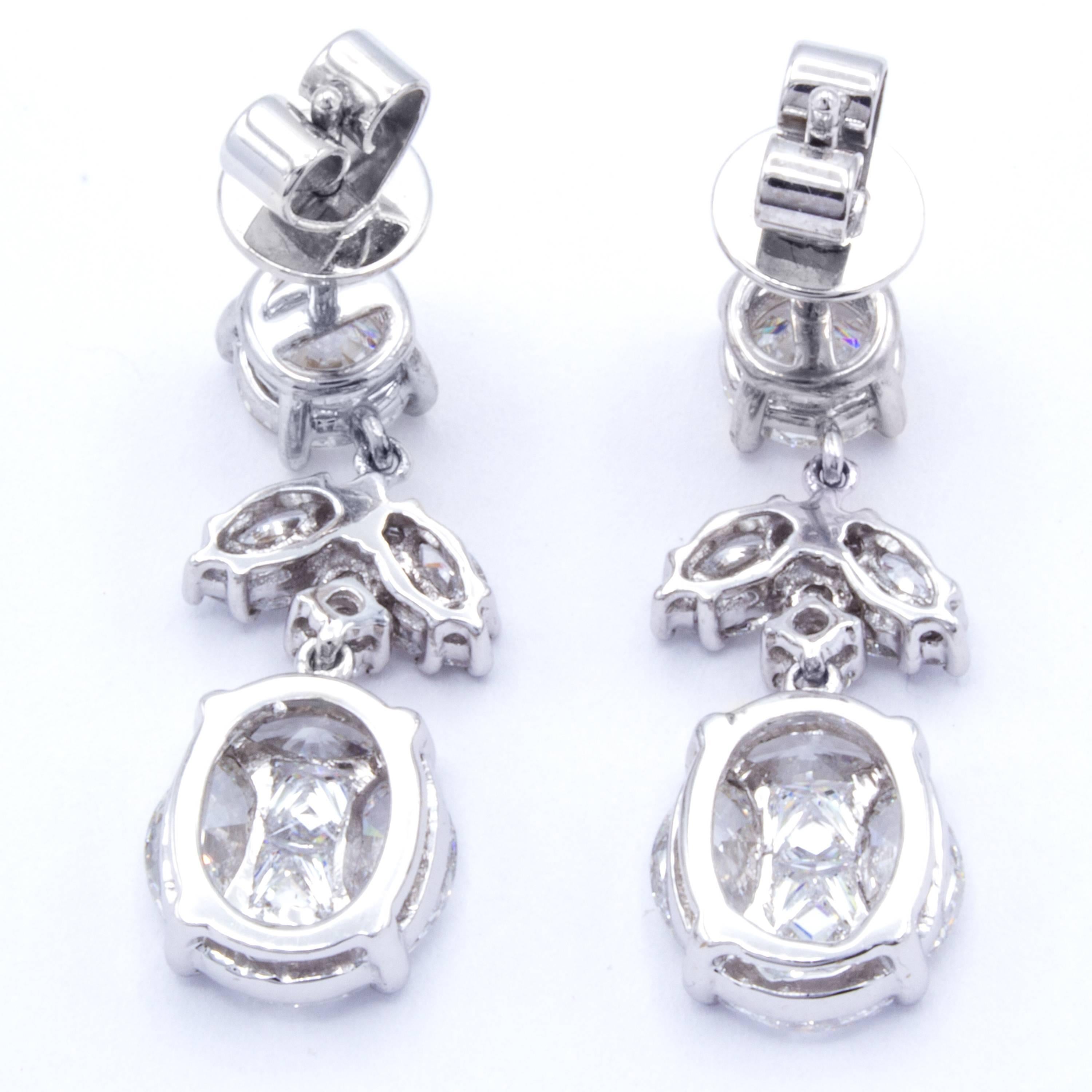 David Rosenberg 3.18 Total Carat GIA Round Stud Drop Dangle Diamond Earrings 1