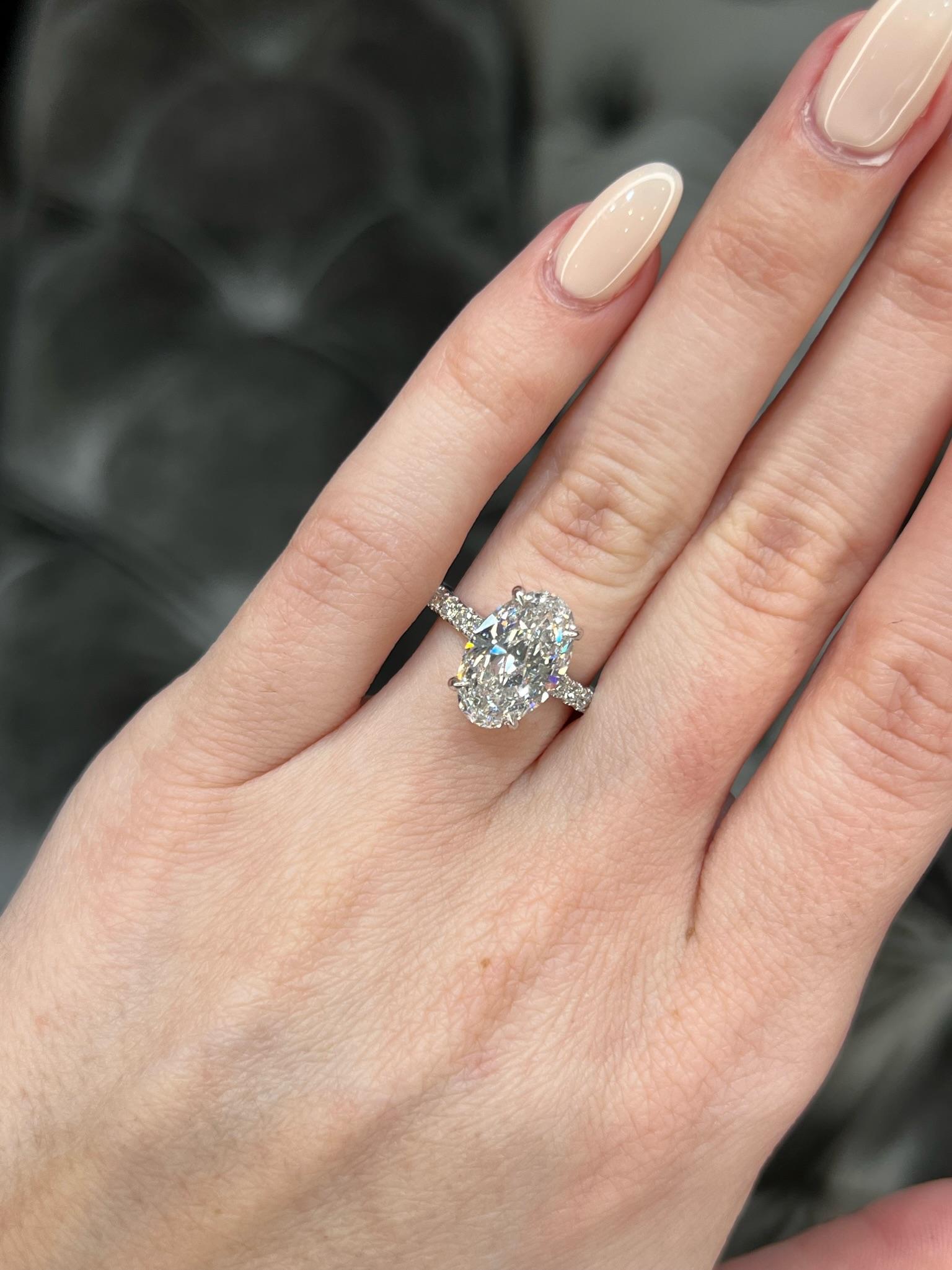 David Rosenberg 3.19 Carat Oval Shape D/SI2 GIA Diamond Engagement Wedding Ring 4