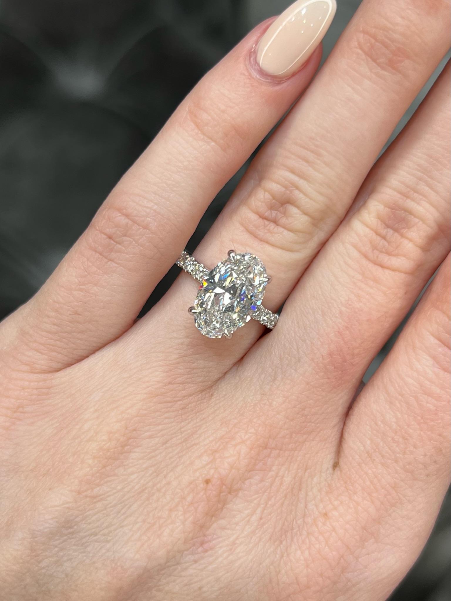 David Rosenberg 3.19 Carat Oval Shape D/SI2 GIA Diamond Engagement Wedding Ring 5