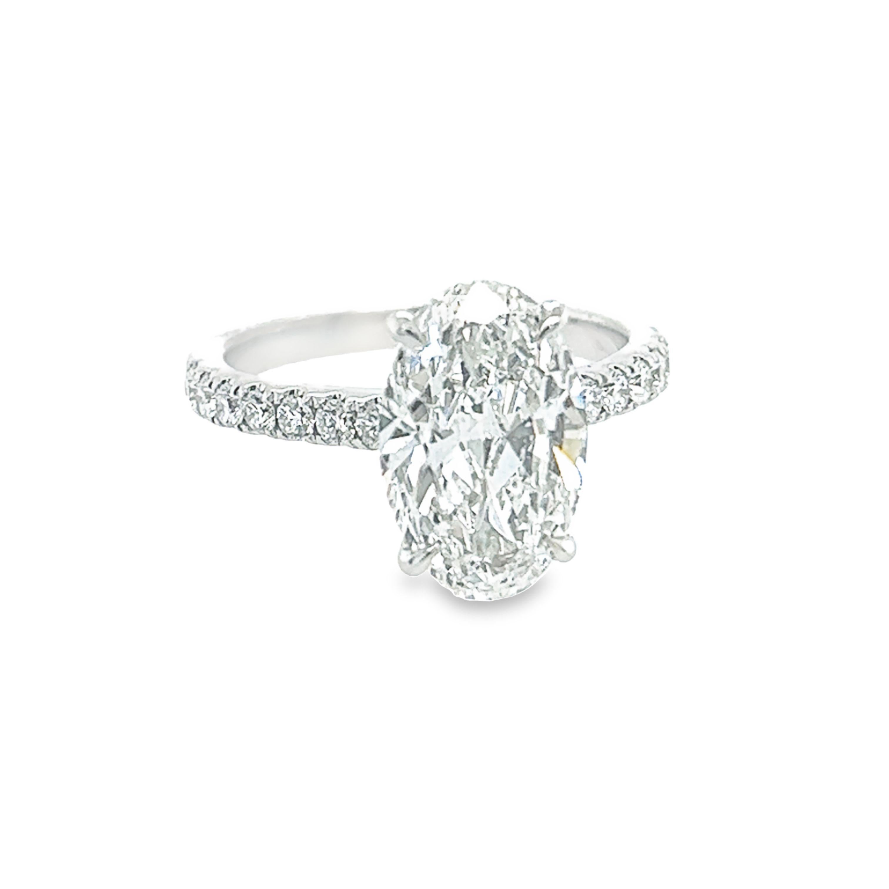 David Rosenberg 3.19 Carat Oval Shape D/SI2 GIA Diamond Engagement Wedding Ring In New Condition In Boca Raton, FL