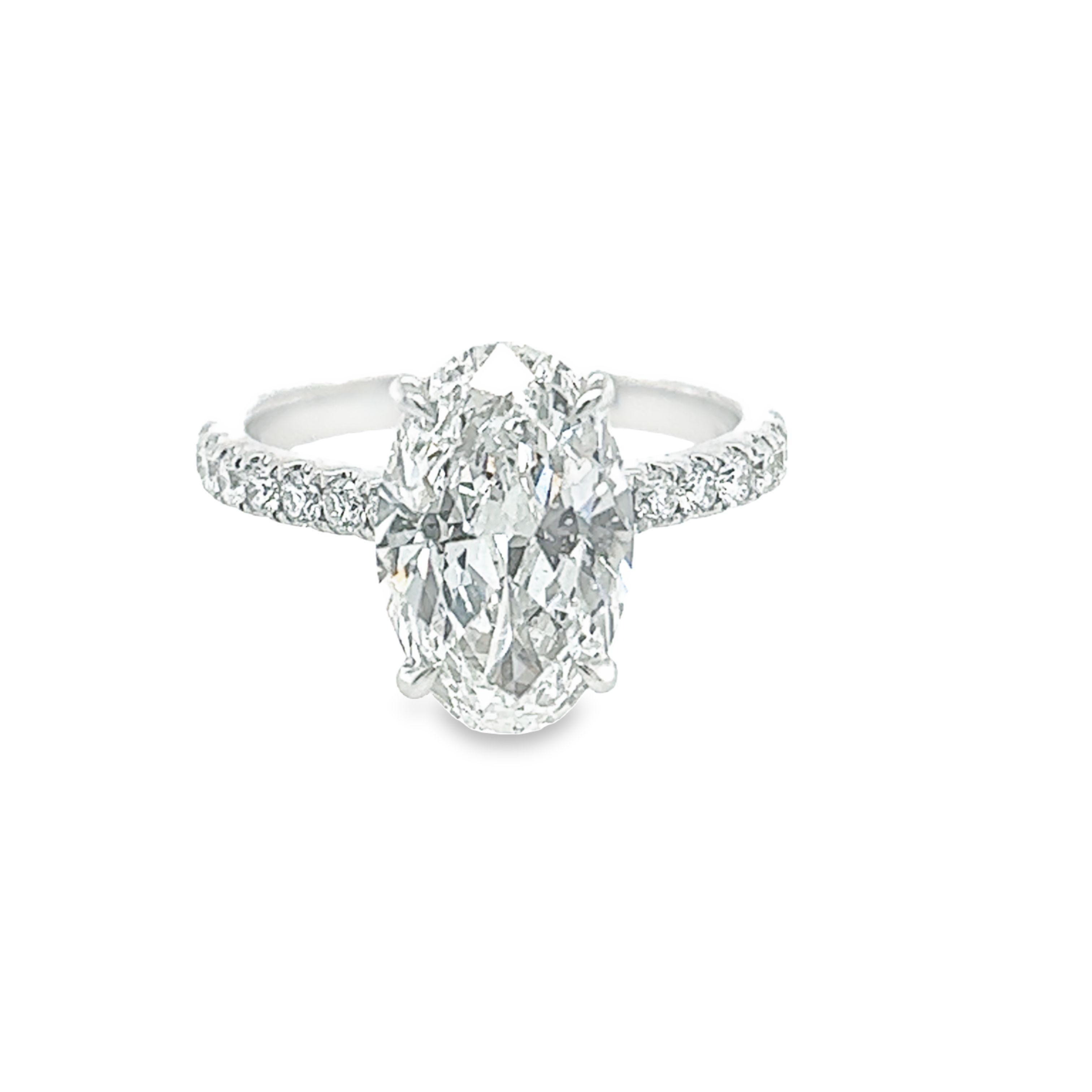 Women's David Rosenberg 3.19 Carat Oval Shape D/SI2 GIA Diamond Engagement Wedding Ring
