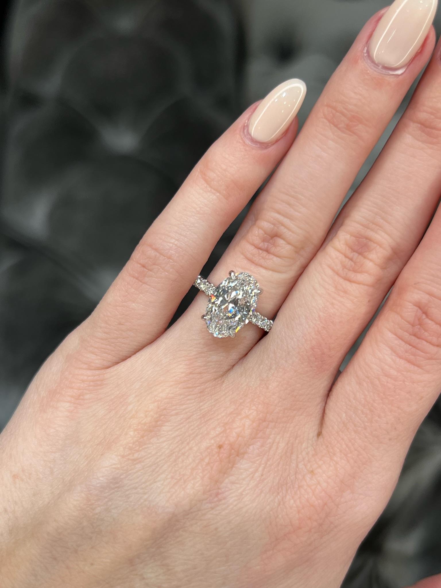 David Rosenberg 3.19 Carat Oval Shape D/SI2 GIA Diamond Engagement Wedding Ring 8