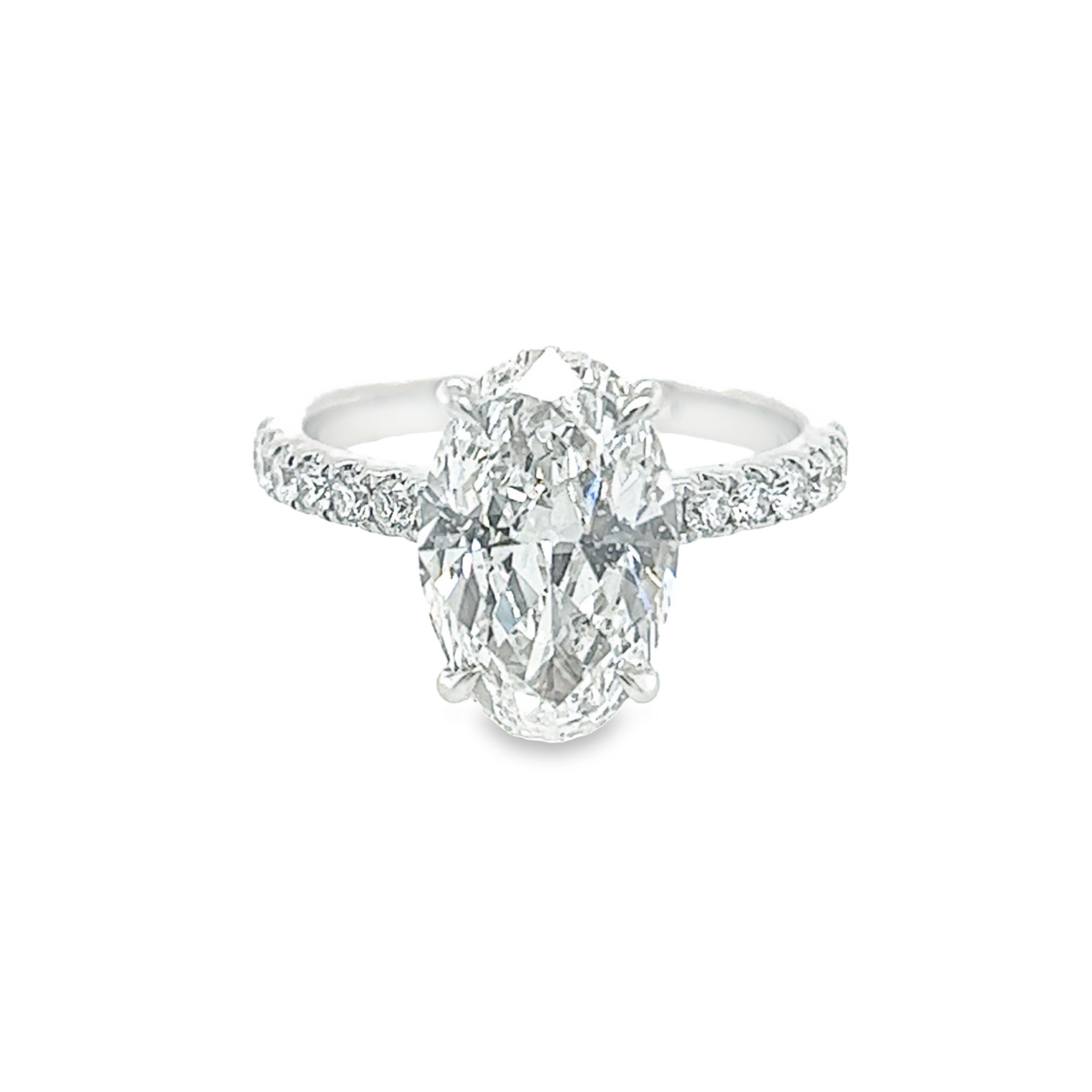 David Rosenberg 3.19 Carat Oval Shape D/SI2 GIA Diamond Engagement Wedding Ring 2