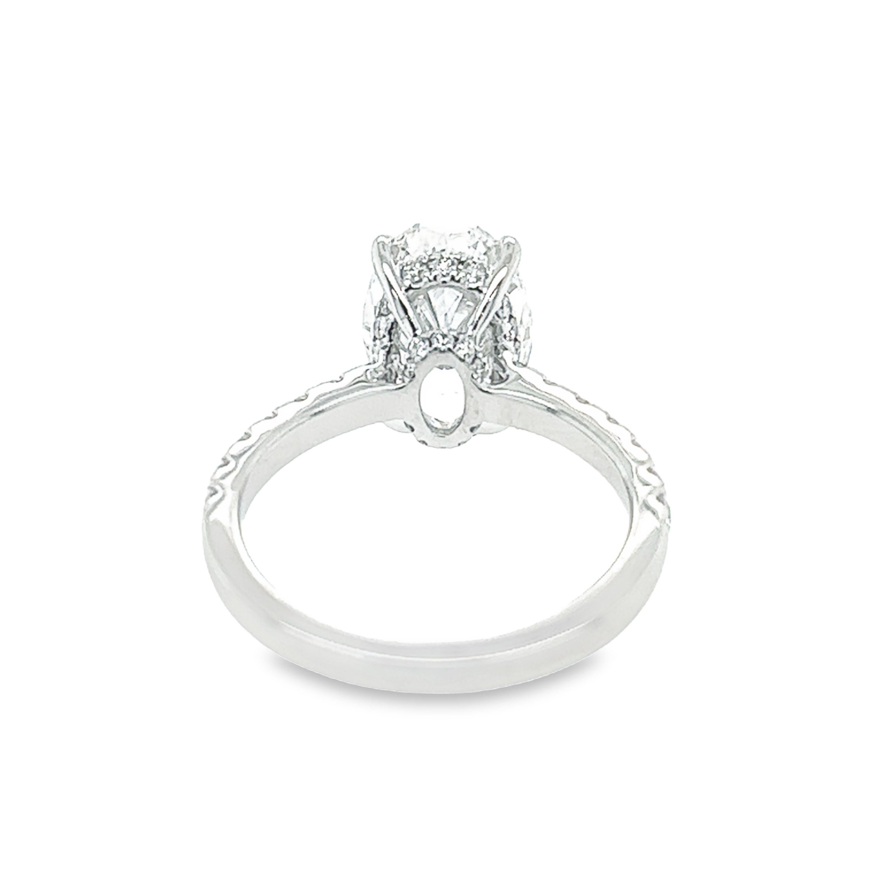 Modern David Rosenberg 3.19 Carat Oval Shape D/SI2 GIA Diamond Engagement Wedding Ring