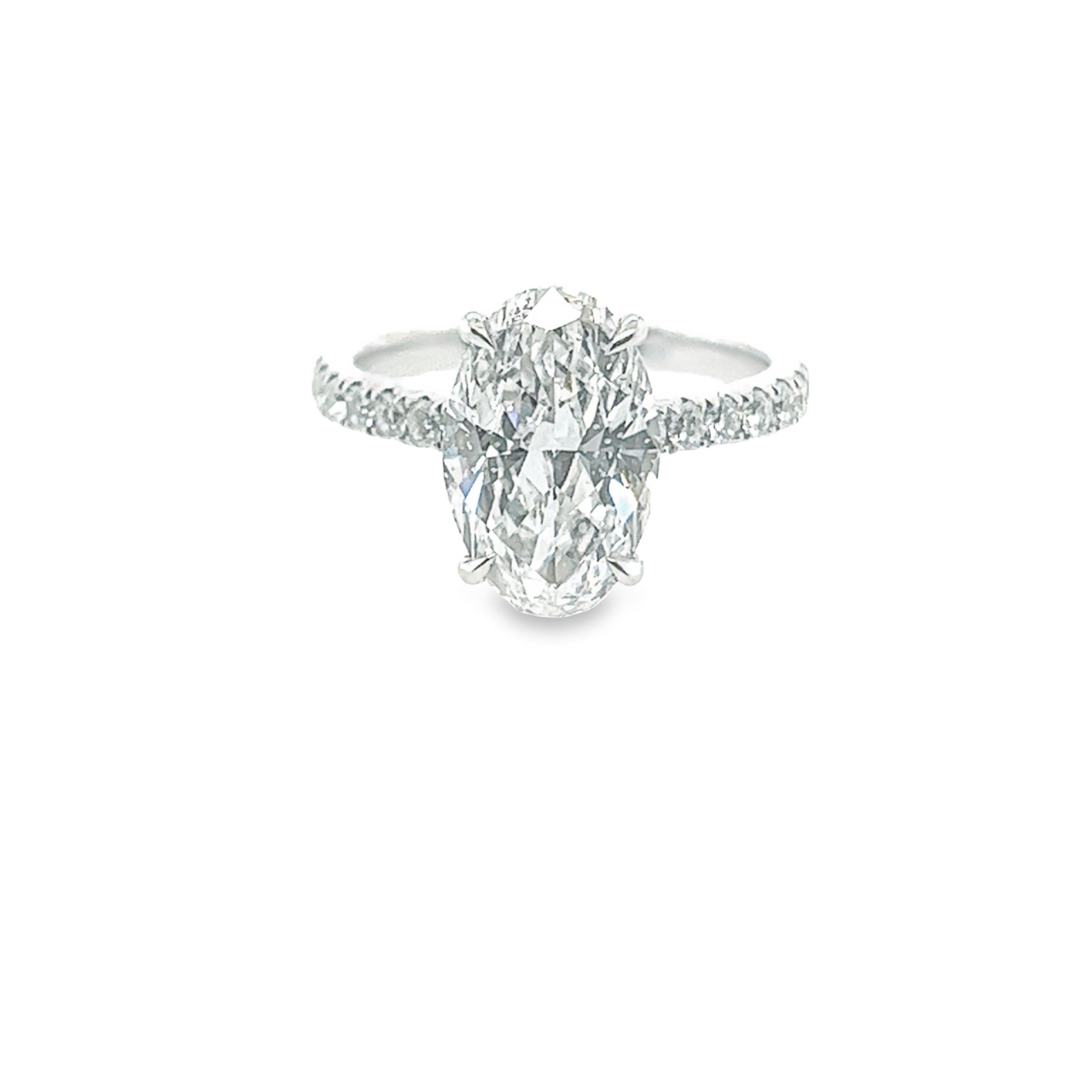 David Rosenberg 3.19 Carat Oval Shape D/SI2 GIA Diamond Engagement Wedding Ring 1