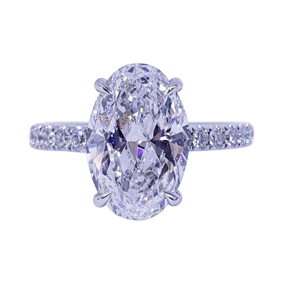 David Rosenberg 3.19 Carat Oval Shape D/SI2 GIA Diamond Engagement Wedding Ring