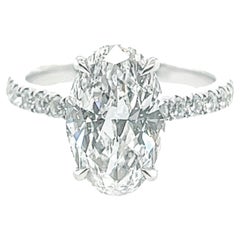 David Rosenberg 3.19 Carat Oval Shape D/SI2 GIA Diamond Engagement Wedding Ring