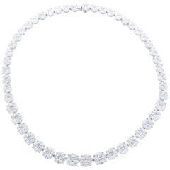 David Rosenberg 33.71 Carat Princess and Marquise Shape Diamond Necklace