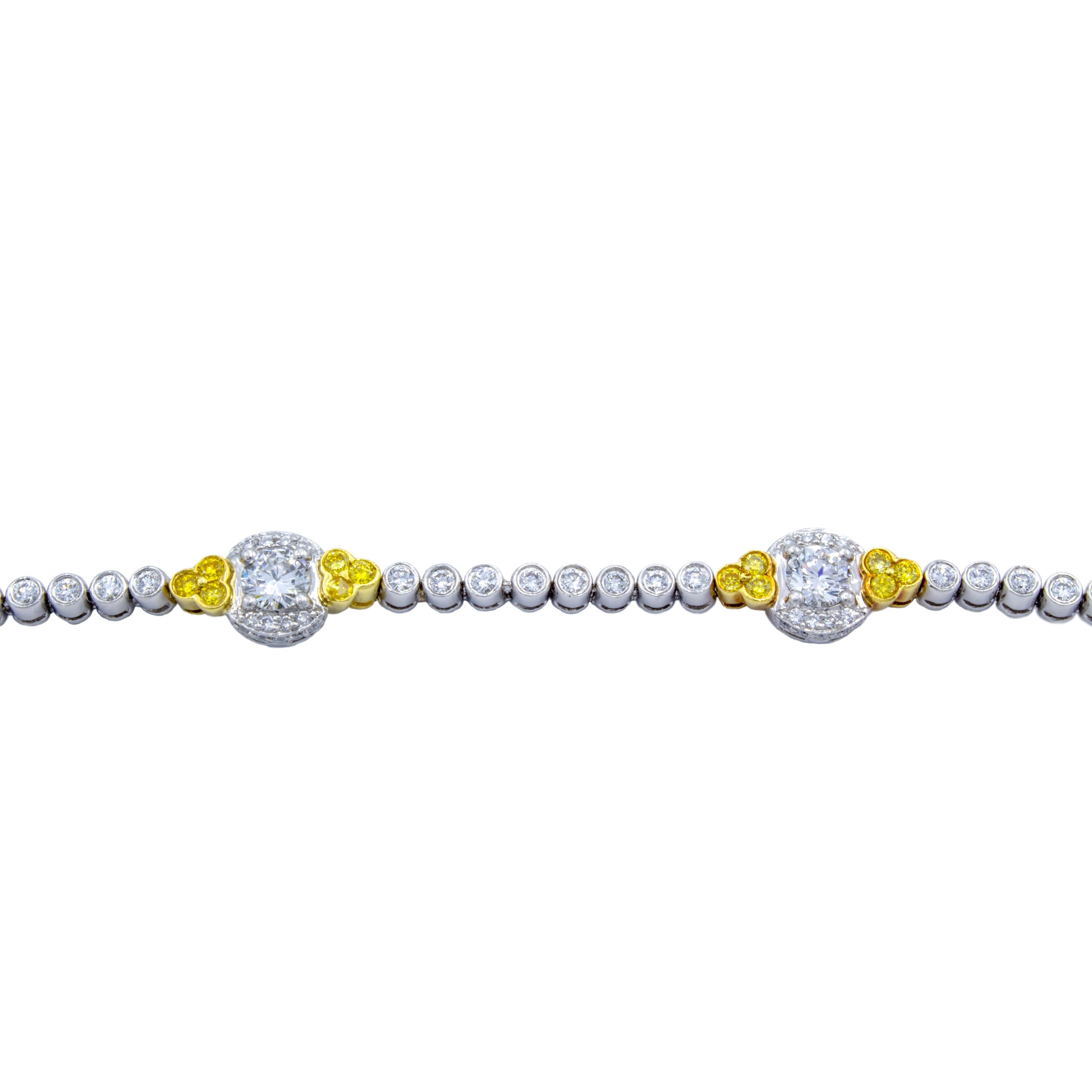 David Rosenberg 3.50 Total Carats White and Fancy Round Diamond Bracelet In New Condition In Boca Raton, FL