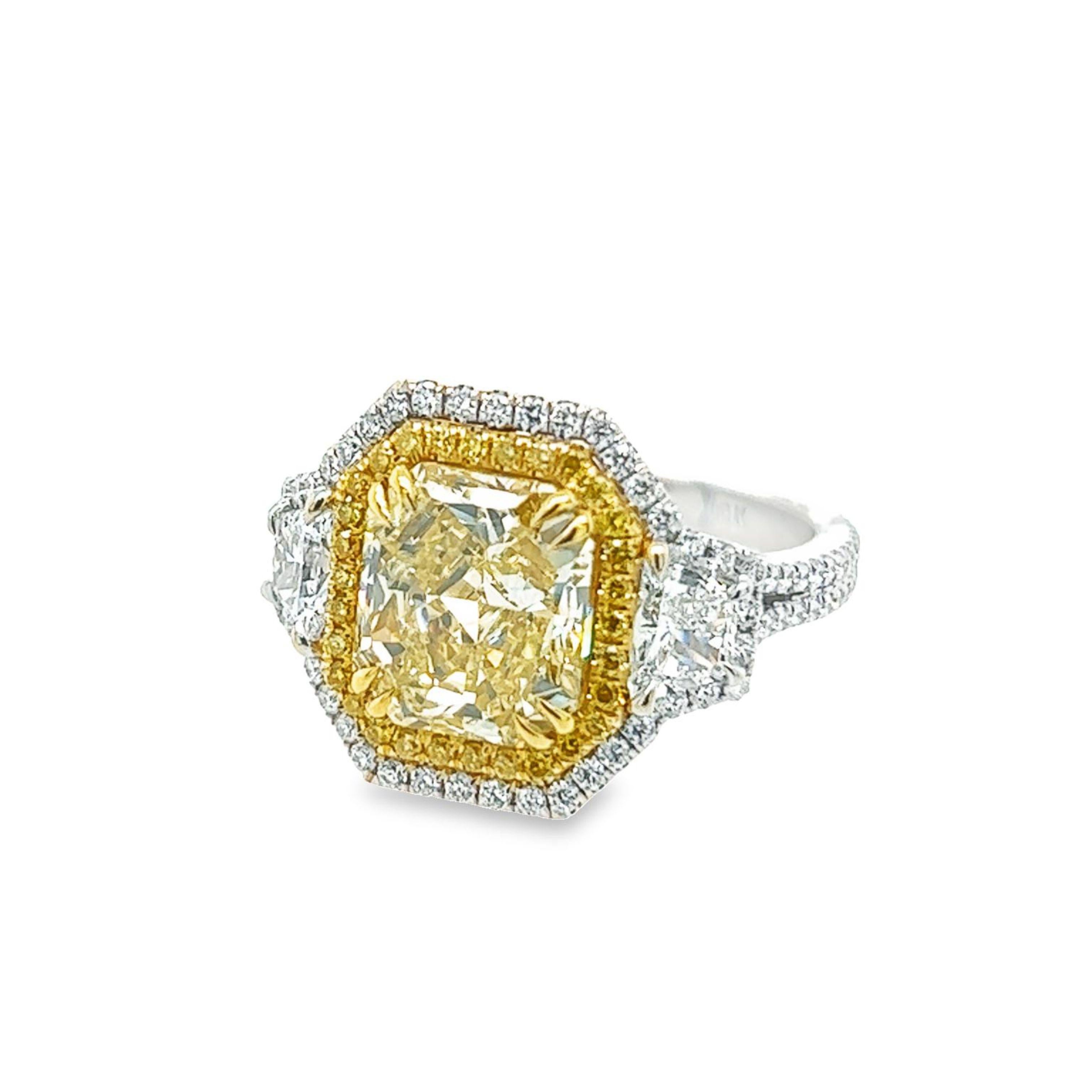 David Rosenberg Verlobungsring mit 3,67 Karat strahlendem gelbem VVS2 GIA Diamant im Angebot 2