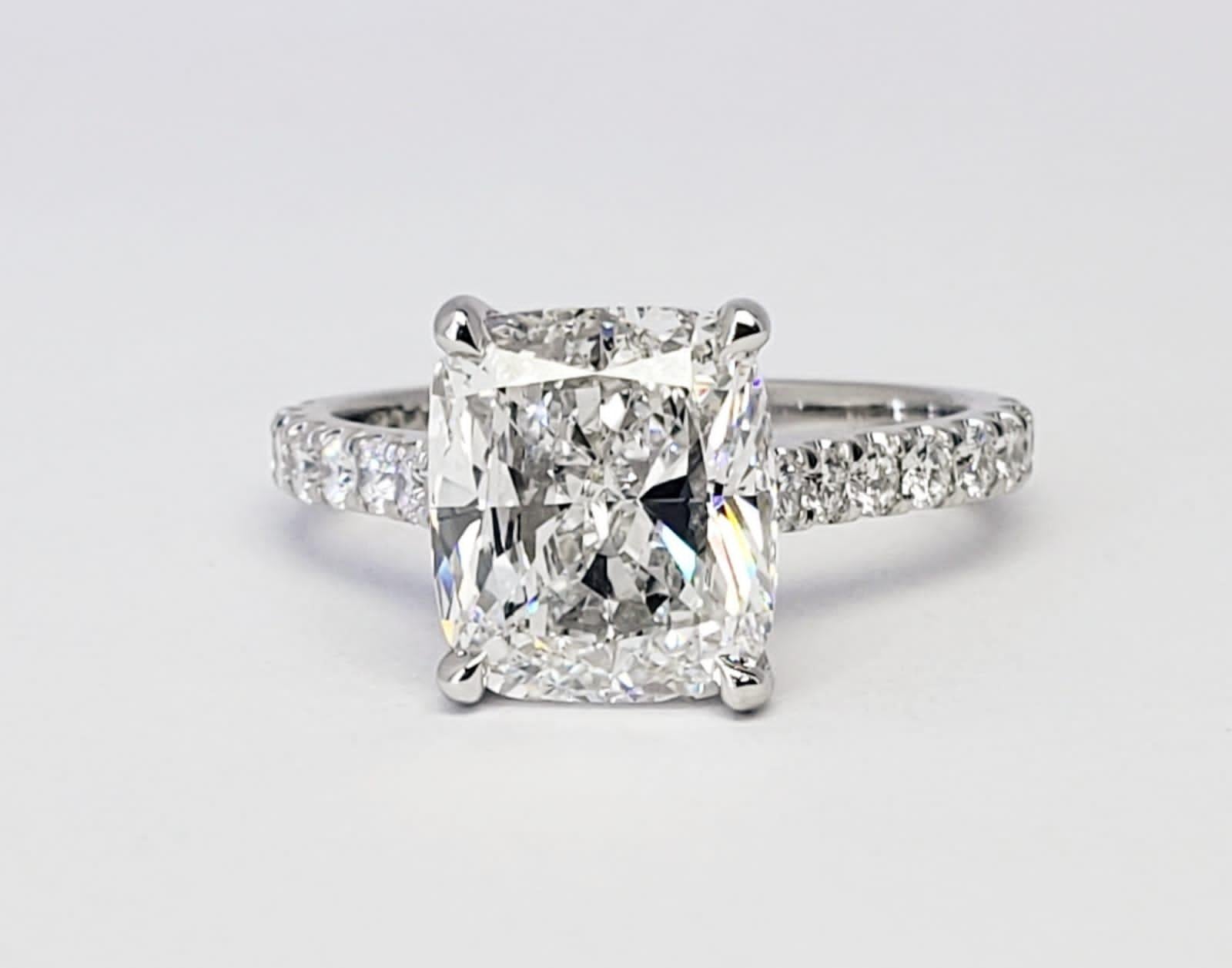 David Rosenberg 3.76 Carat Cushion E/VVS2 GIA Platinum Diamond Engagement Ring 6