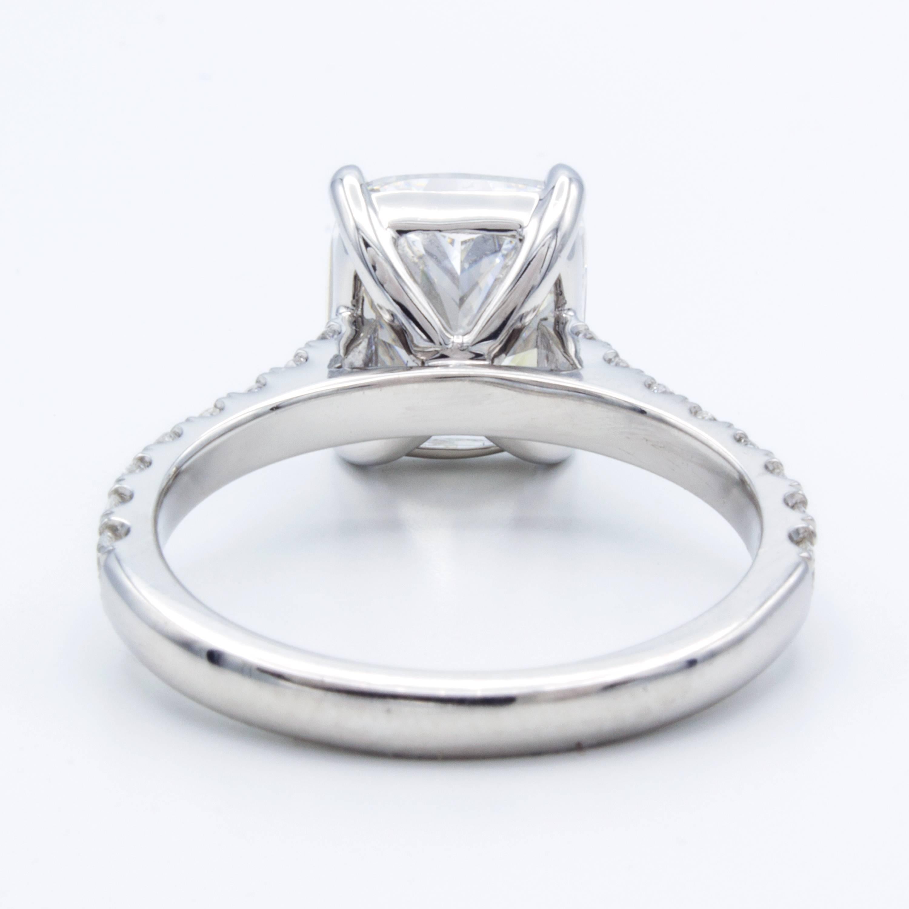 David Rosenberg 3.76 Carat Cushion E/VVS2 GIA Platinum Diamond Engagement Ring In New Condition In Boca Raton, FL