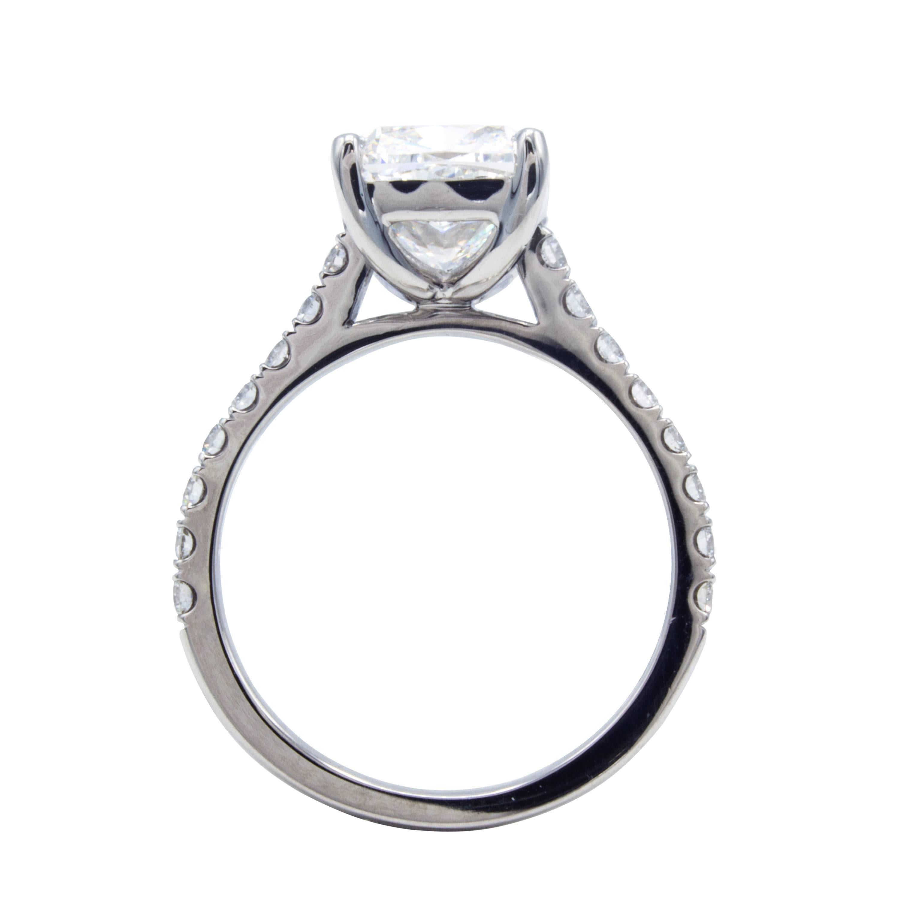 David Rosenberg 3.76 Carat Cushion E/VVS2 GIA Platinum Diamond Engagement Ring 1