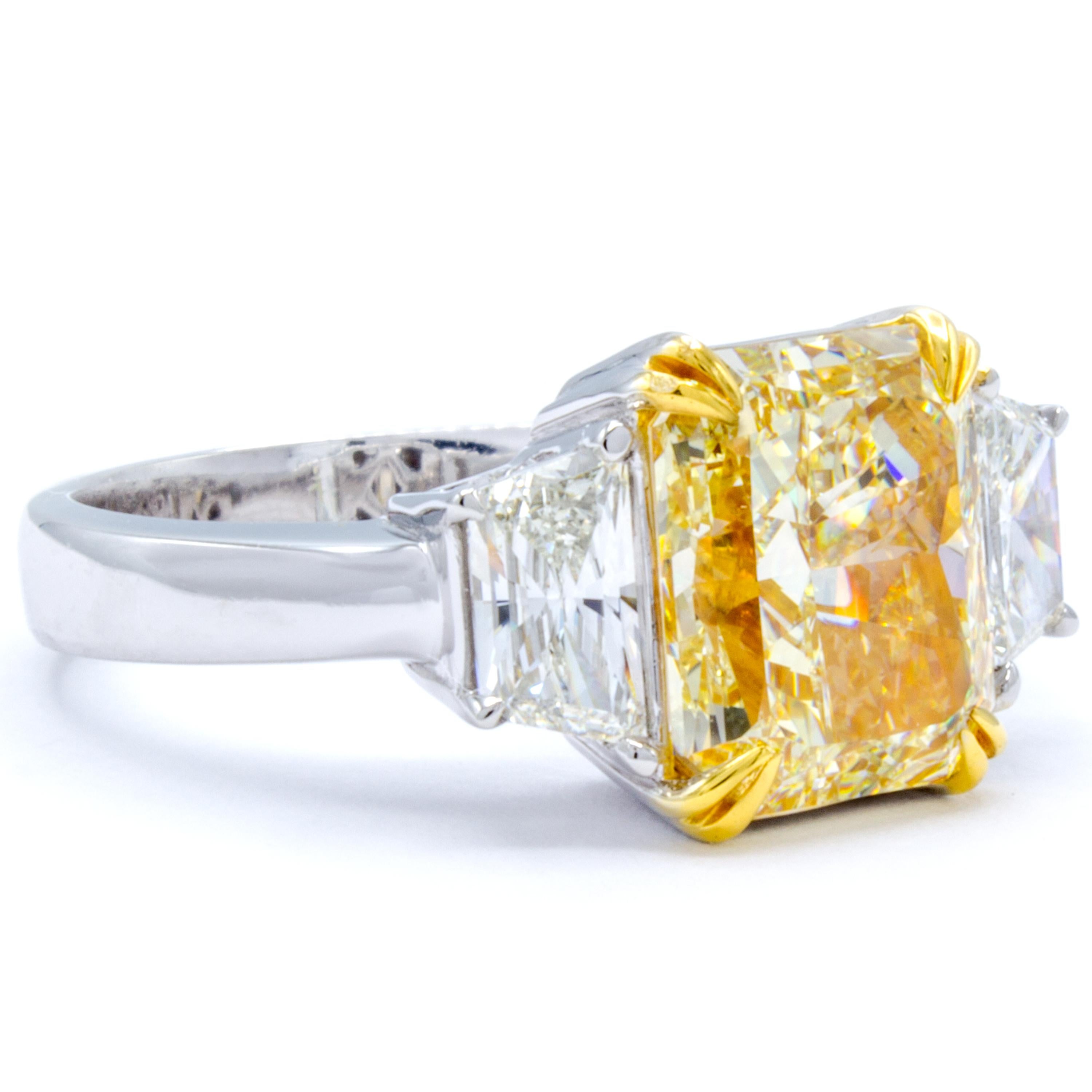 Women's David Rosenberg 3.81 Carat Radiant GIA FLY Three-Stone Diamond Engagement Ring