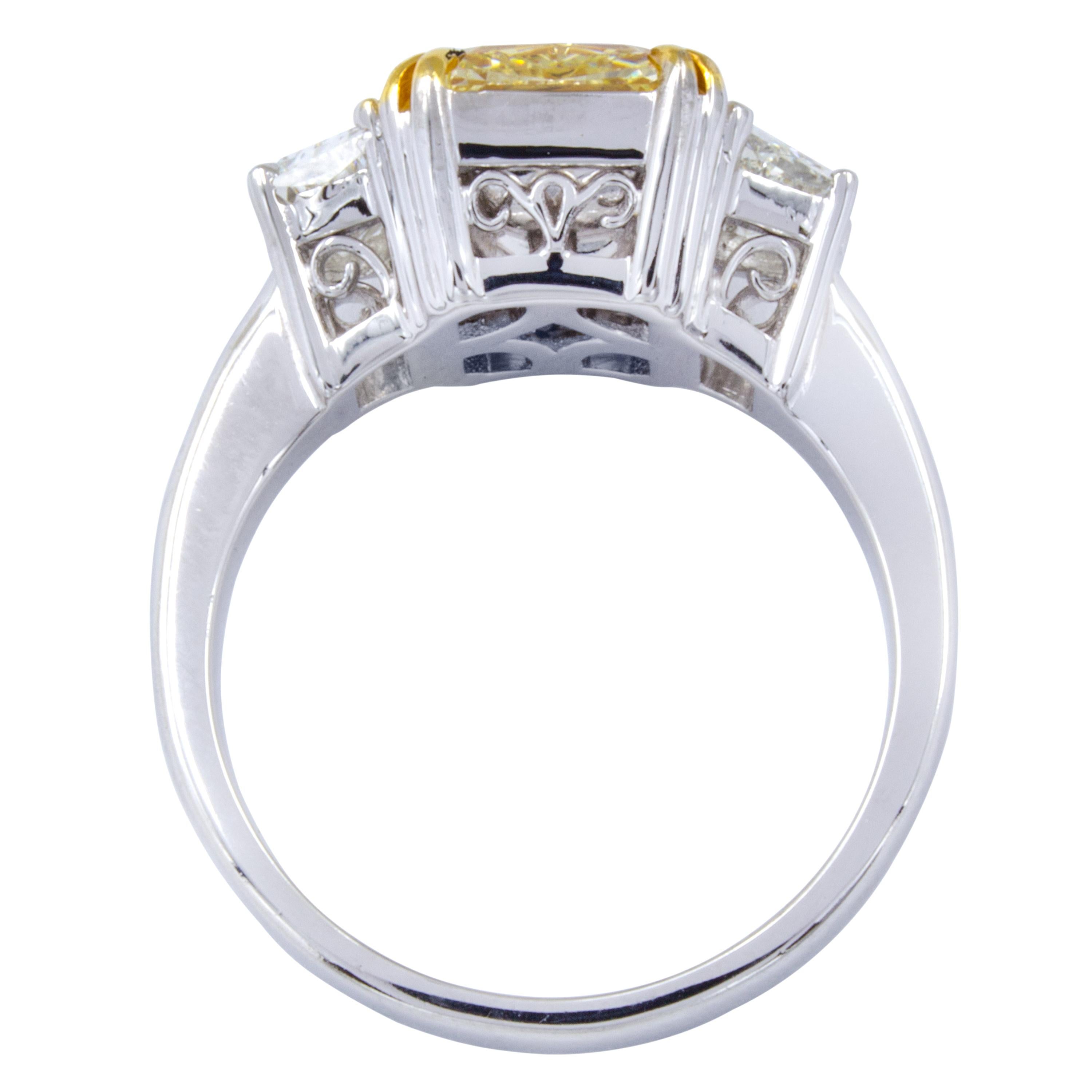 David Rosenberg 3.81 Carat Radiant GIA FLY Three-Stone Diamond Engagement Ring 1