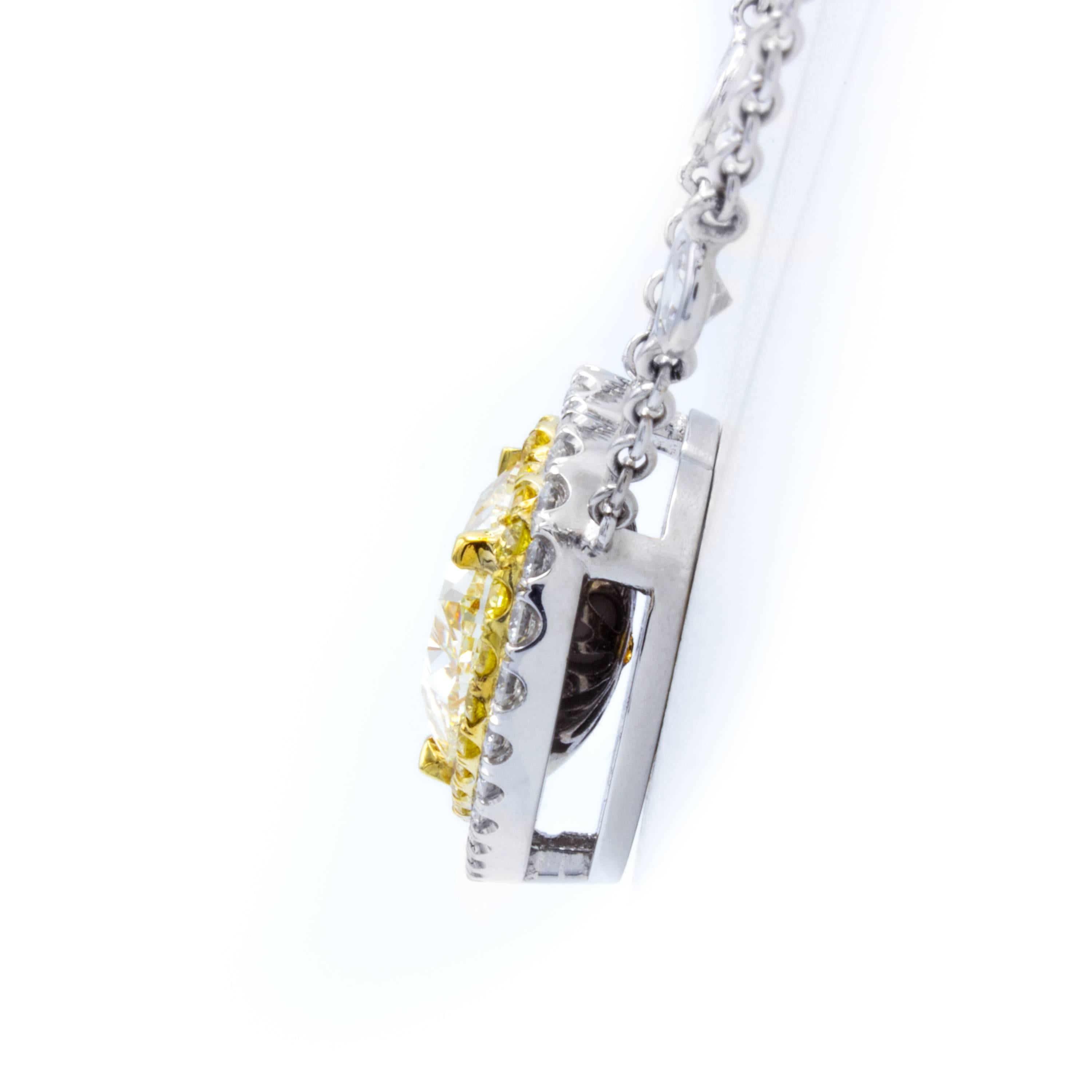 Modern David Rosenberg 3.97 Carat GIA Fancy Light Yellow Heart Shape Diamond Necklace For Sale
