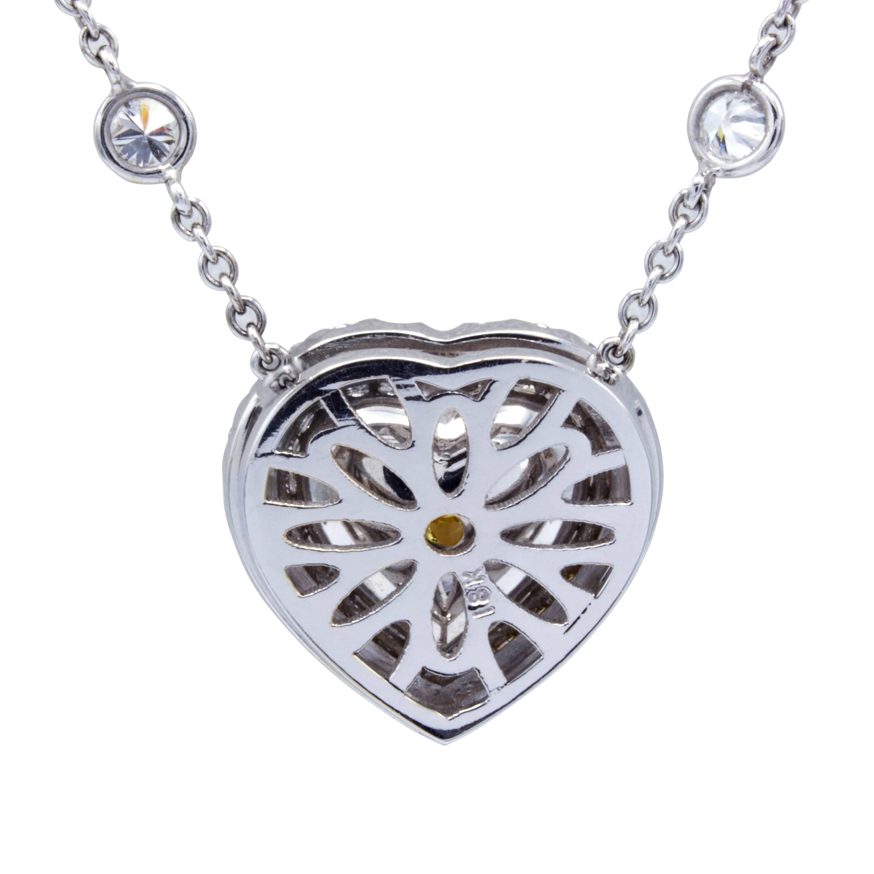 David Rosenberg 3.97 Carat GIA Fancy Light Yellow Heart Shape Diamond Necklace In New Condition For Sale In Boca Raton, FL