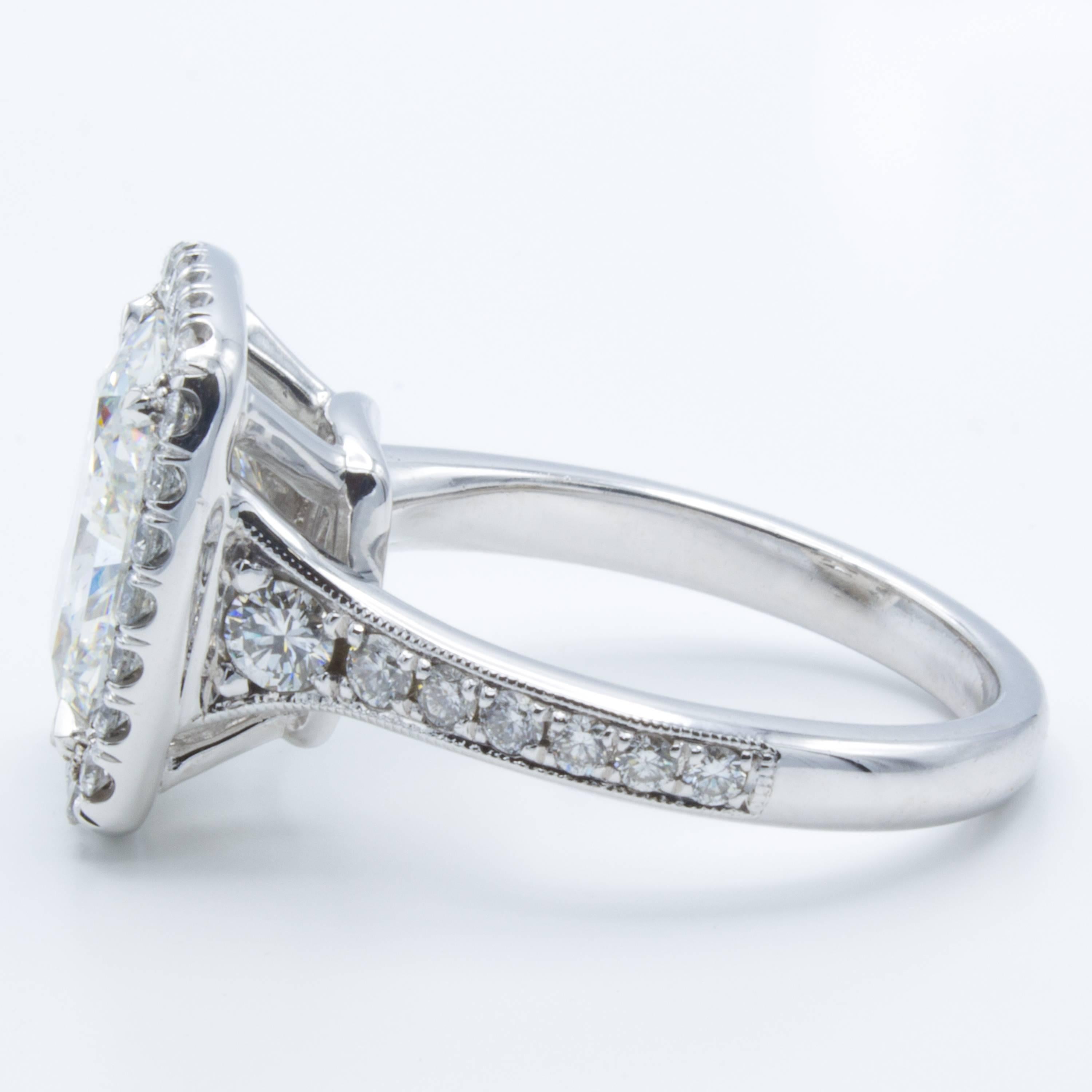 David Rosenberg 4.04 Carat Radiant Cut GIA Halo Diamond Engagement Ring In New Condition In Boca Raton, FL