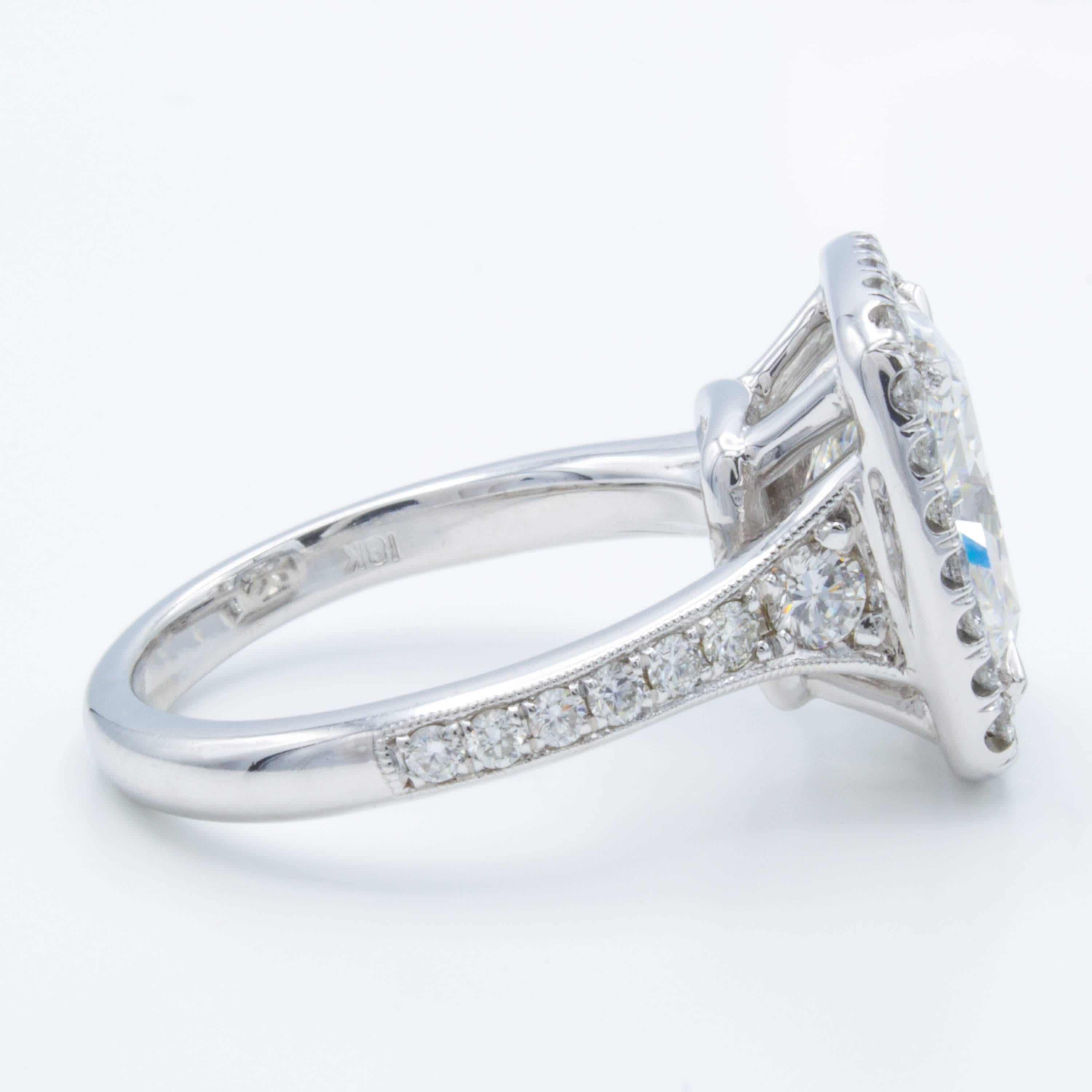 David Rosenberg 4.04 Carat Radiant Cut GIA Halo Diamond Engagement Ring 1