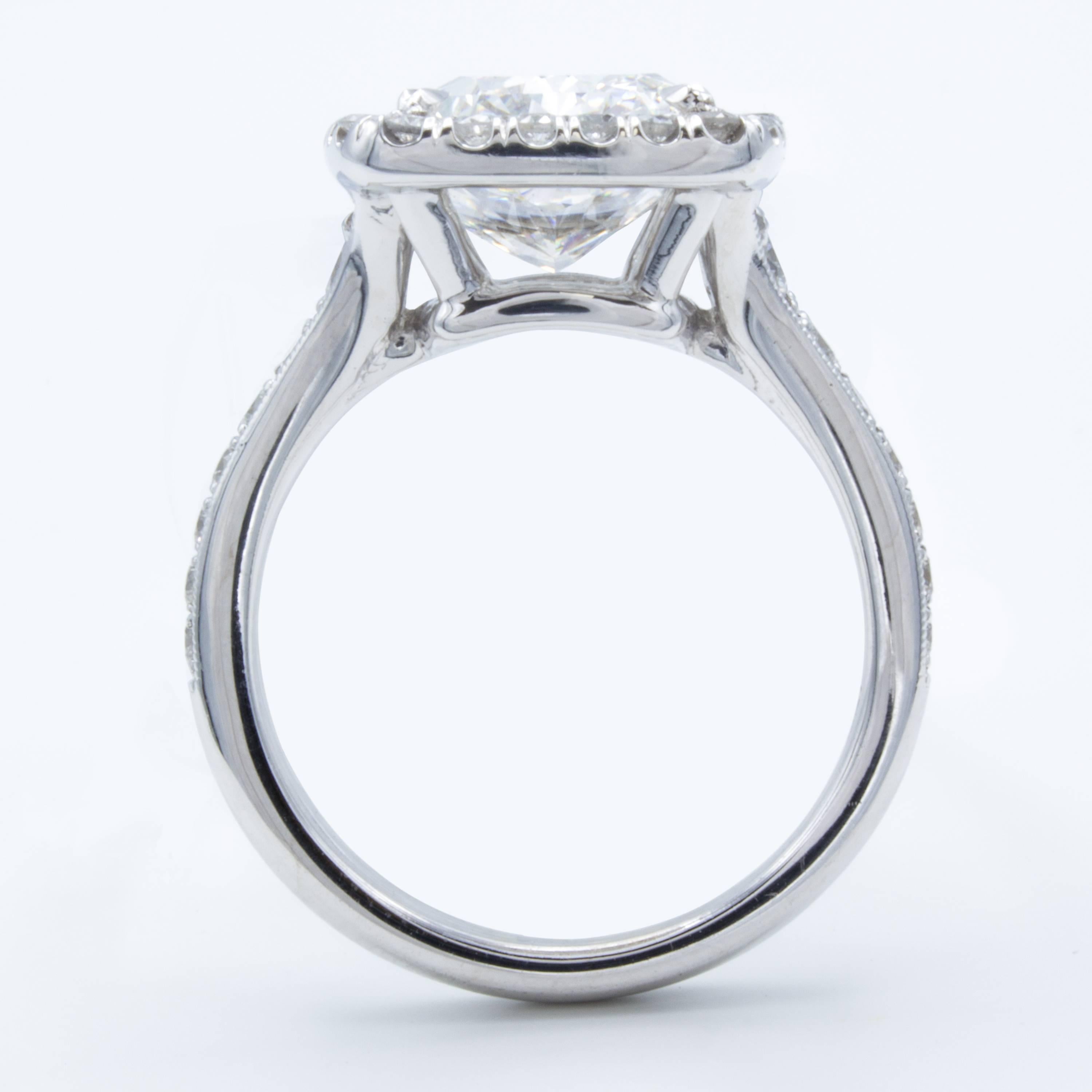 David Rosenberg 4.04 Carat Radiant Cut GIA Halo Diamond Engagement Ring 3