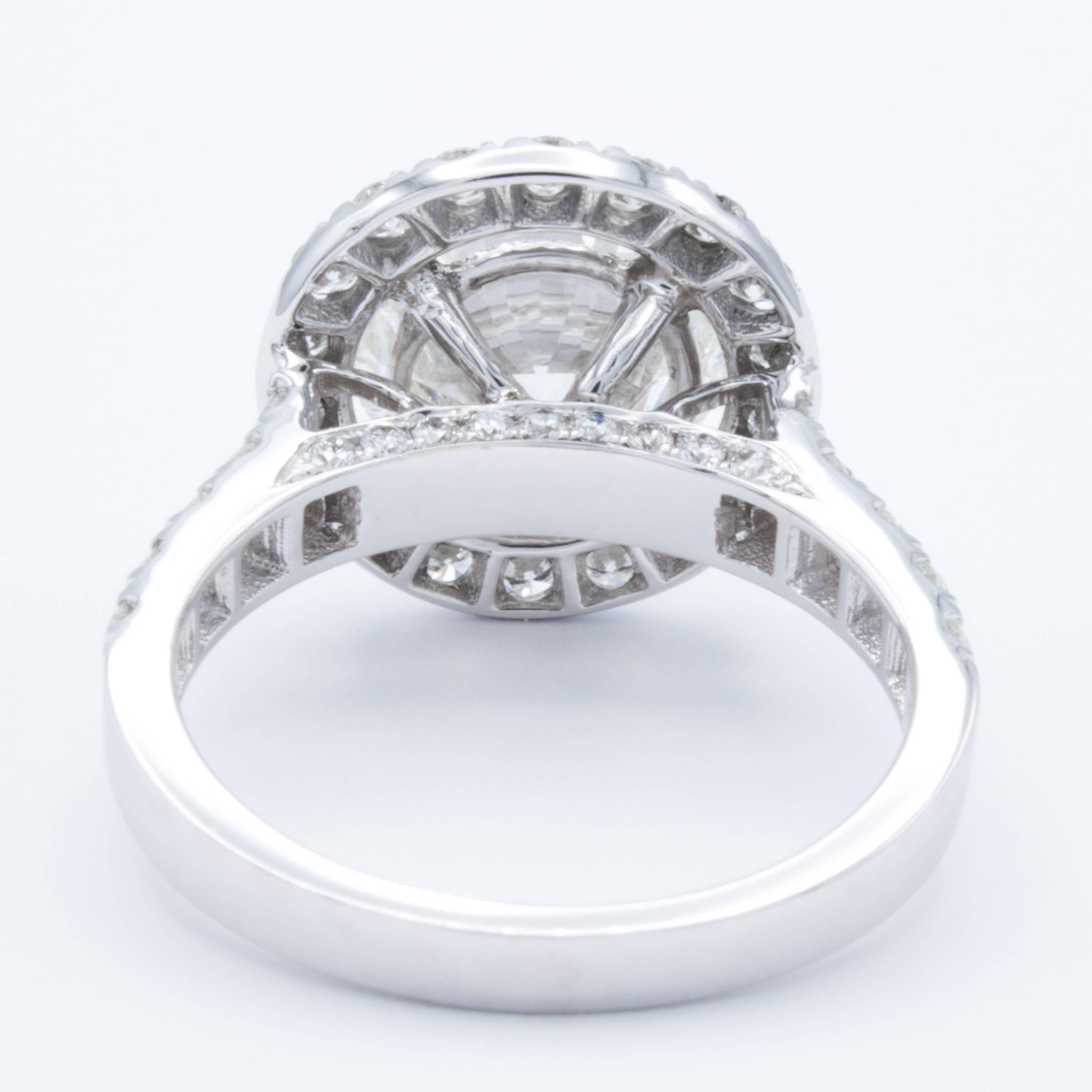 David Rosenberg 4 Carat Round H/SI2 GIA 18 Karat White Gold Diamond Ring In New Condition In Boca Raton, FL