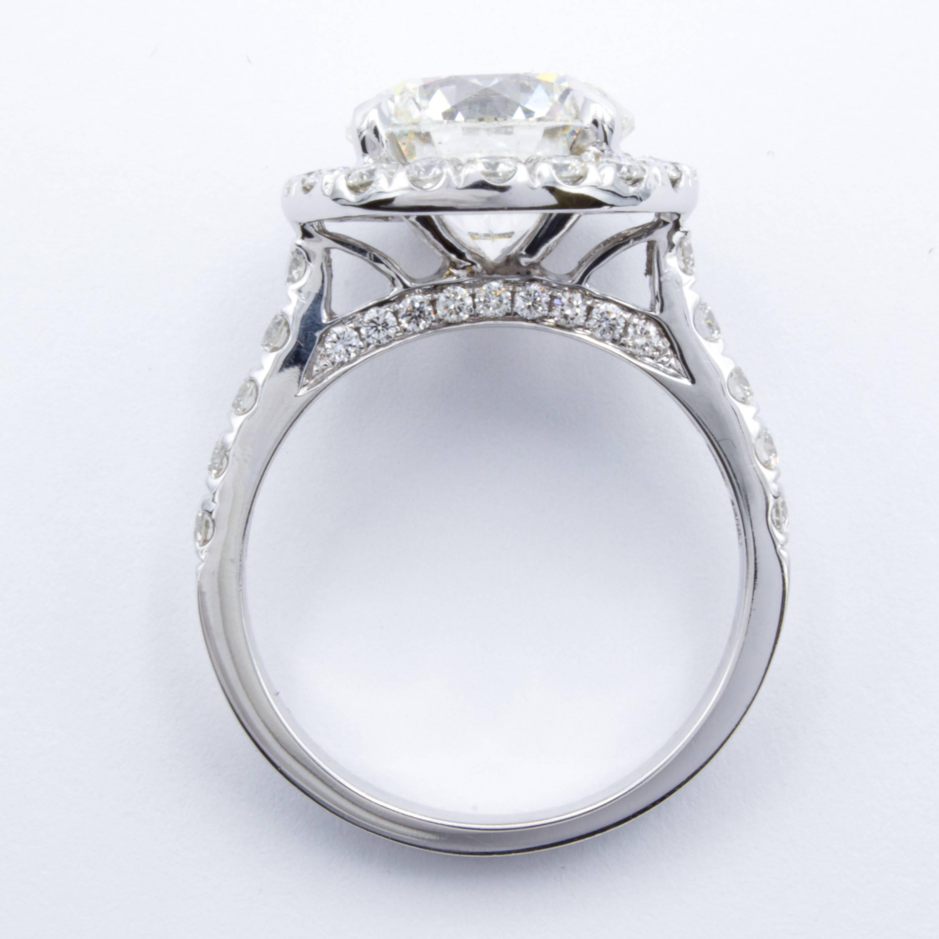 David Rosenberg 4 Carat Round H/SI2 GIA 18 Karat White Gold Diamond Ring 2