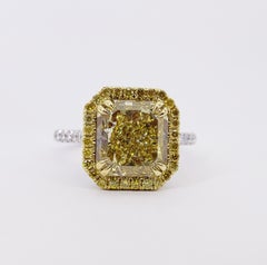 David Rosenberg 4.03 Ct Radiant FIY/VS2 GIA Halo Diamond Engagement Wedding Ring