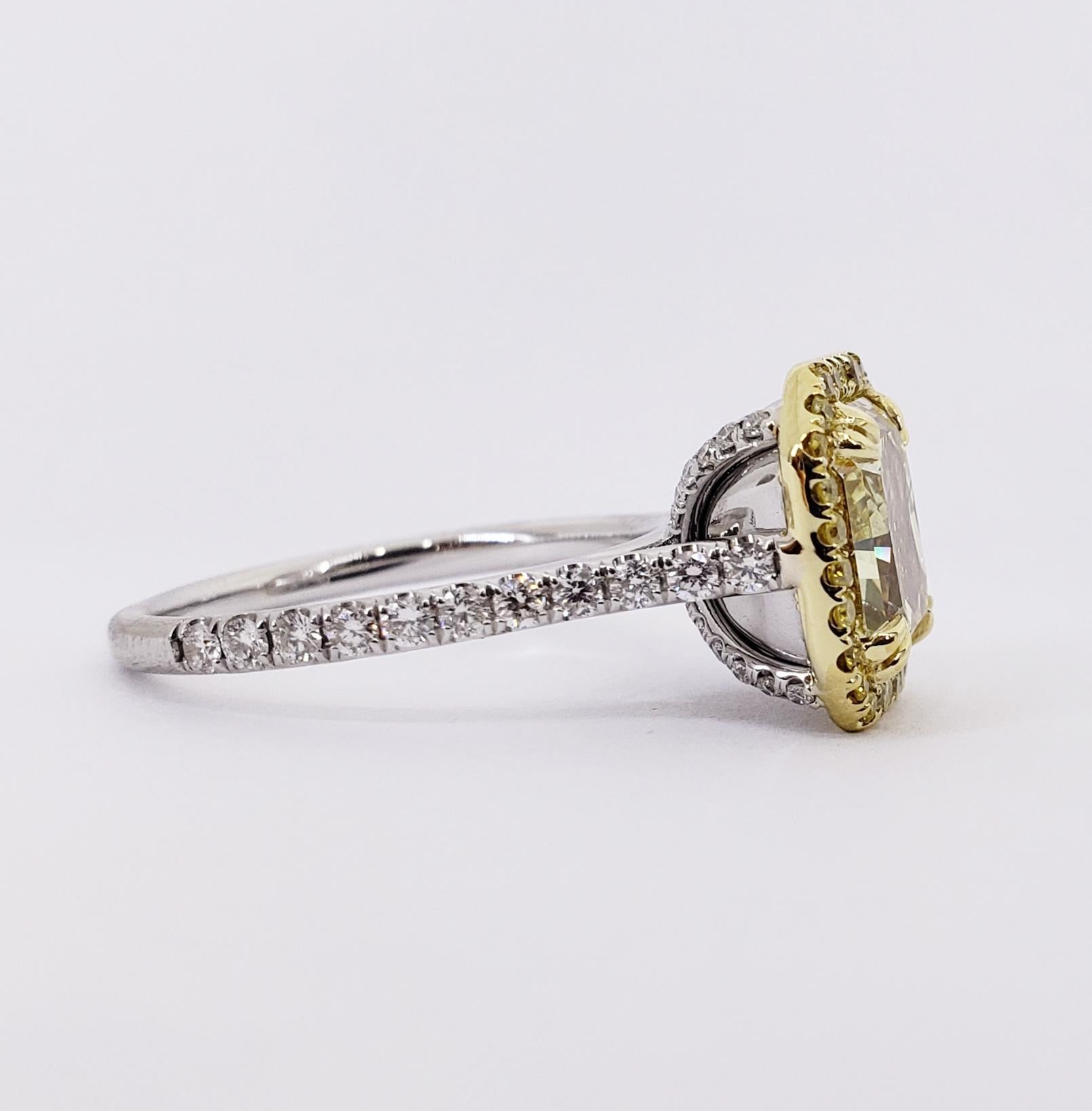 Women's David Rosenberg 4.03 Ct Radiant FIY/VS2 GIA Halo Diamond Engagement Wedding Ring For Sale