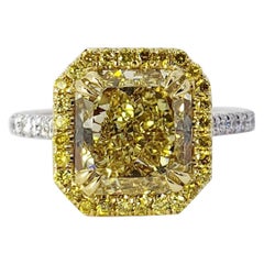 David Rosenberg 4.03 Ct Radiant FIY/VS2 GIA Halo Diamond Engagement Wedding Ring