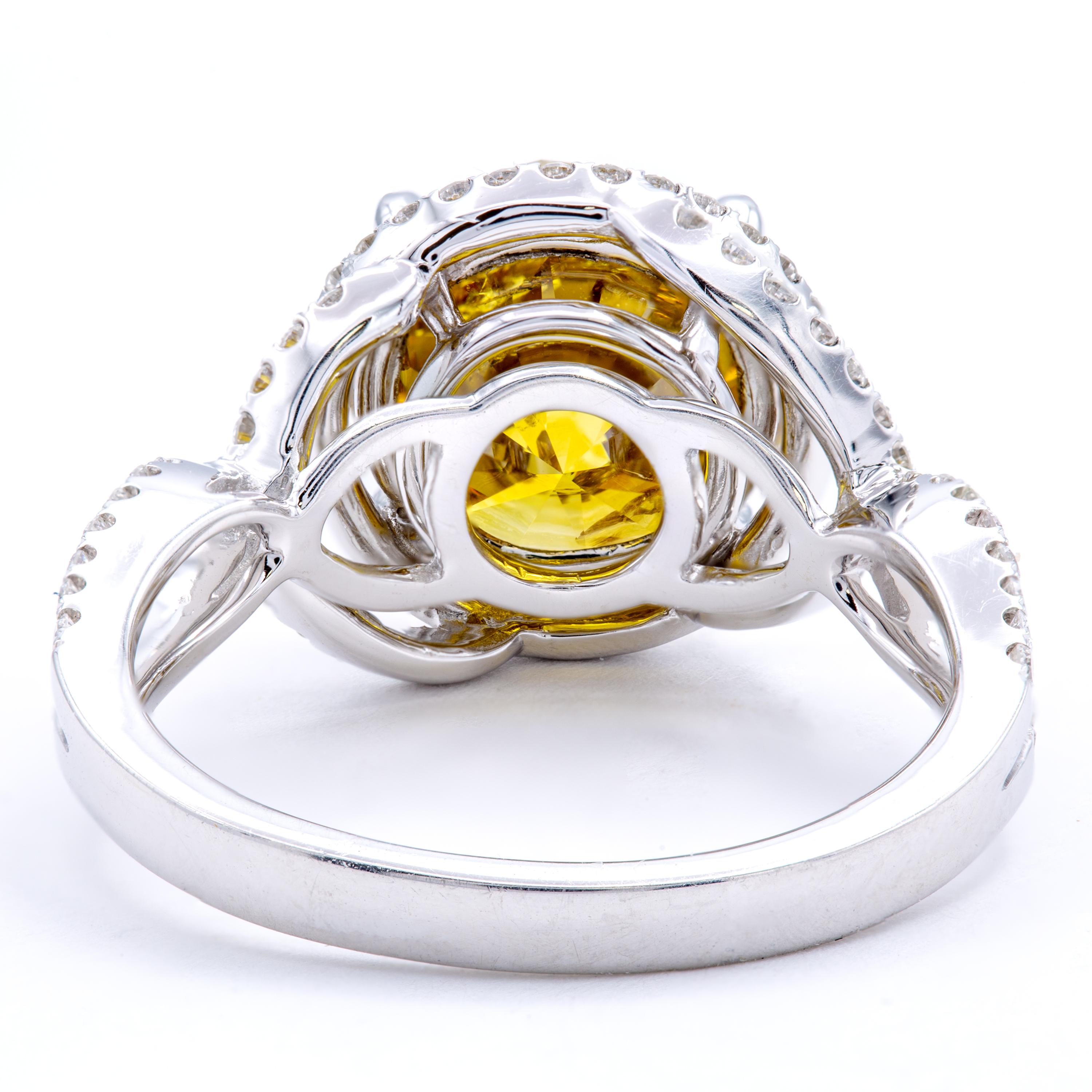 David Rosenberg 4.05 Carat Round Fancy Deep Brown Orange Yellow Diamond Ring In New Condition In Boca Raton, FL