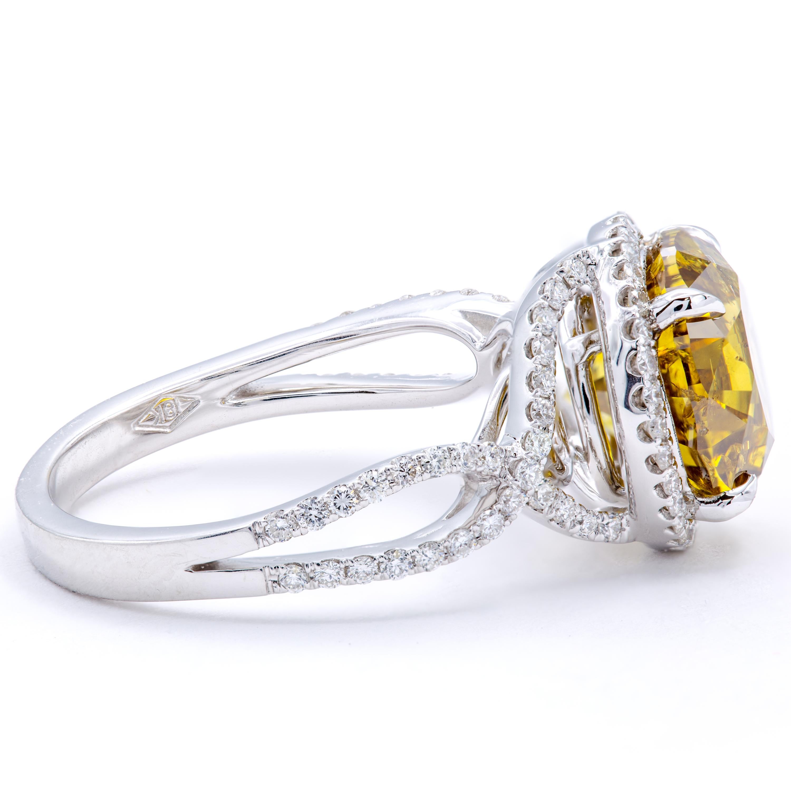 Women's David Rosenberg 4.05 Carat Round Fancy Deep Brown Orange Yellow Diamond Ring