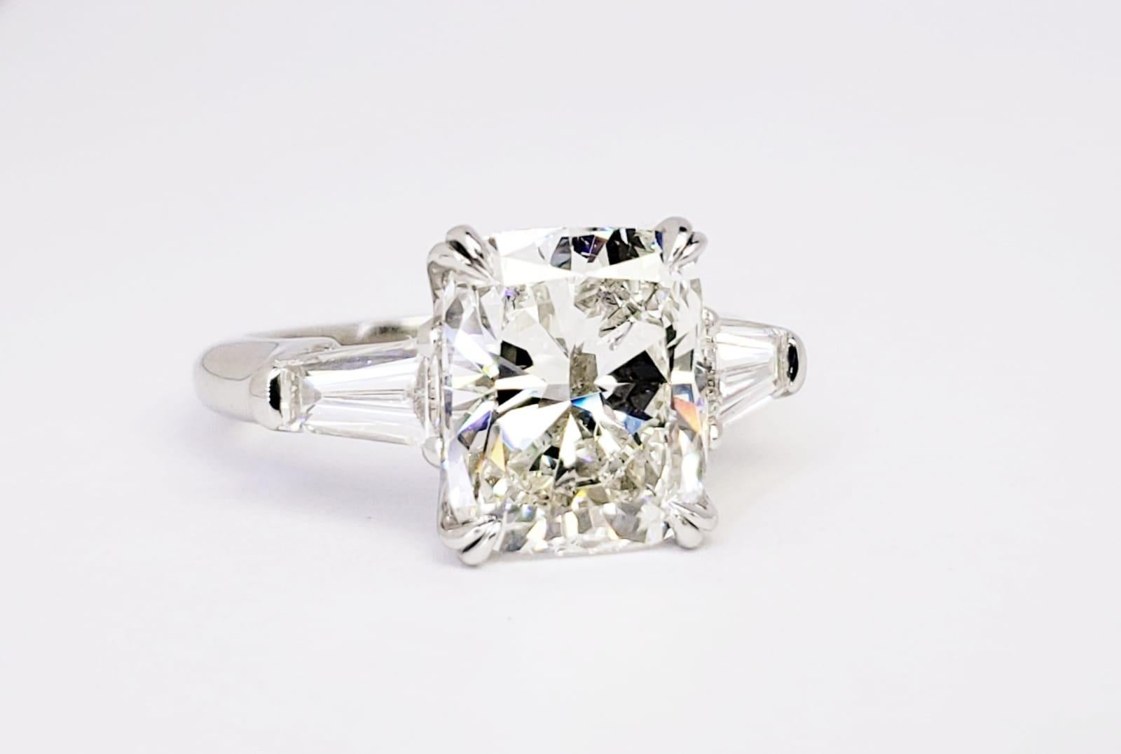 David Rosenberg 4.12 Carat Cushion Cut GIA Platinum Diamond Engagement Ring 7