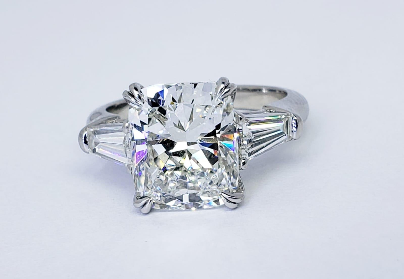 David Rosenberg 4.12 Carat Cushion Cut GIA Platinum Diamond Engagement Ring 8