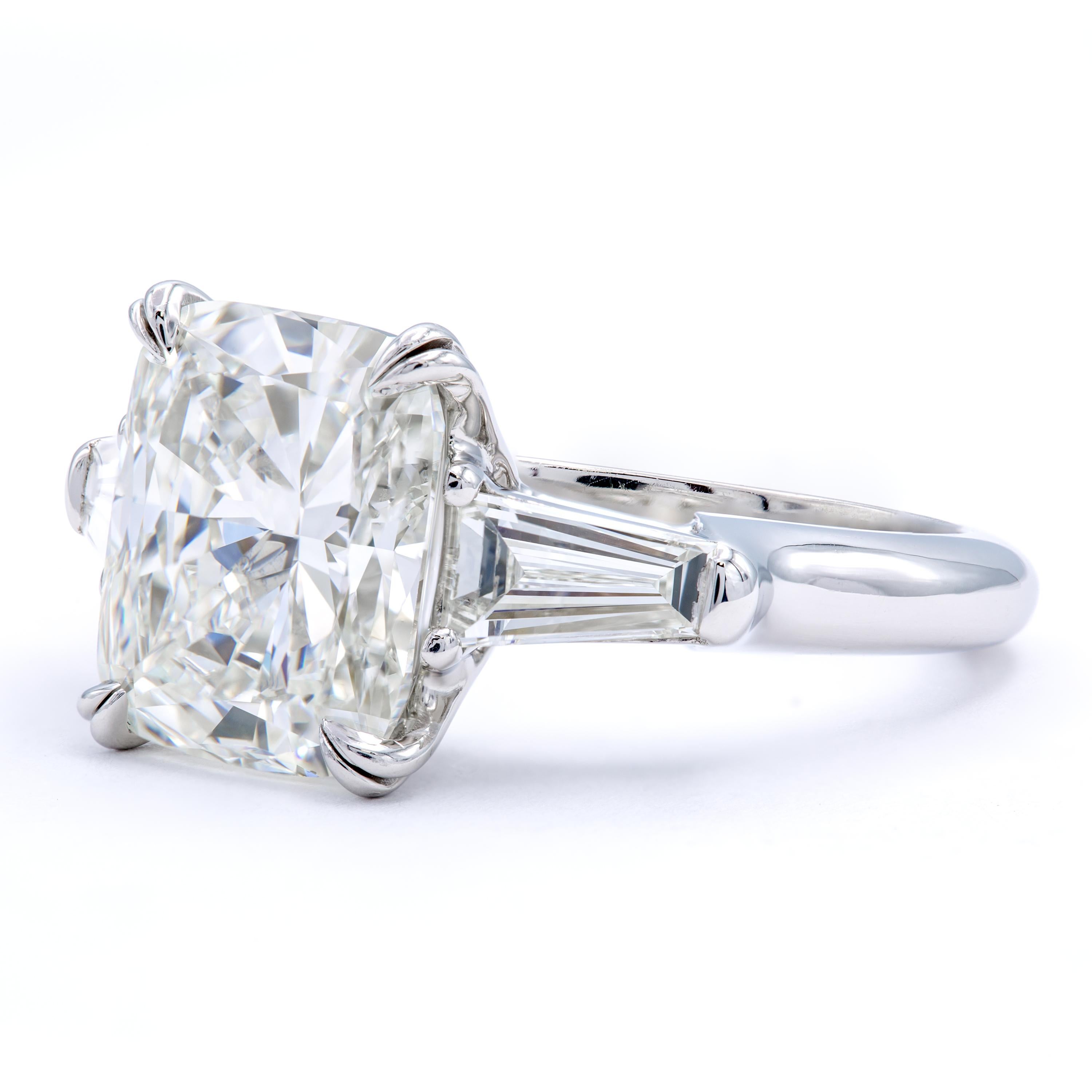 Modern David Rosenberg 4.12 Carat Cushion Cut GIA Platinum Diamond Engagement Ring