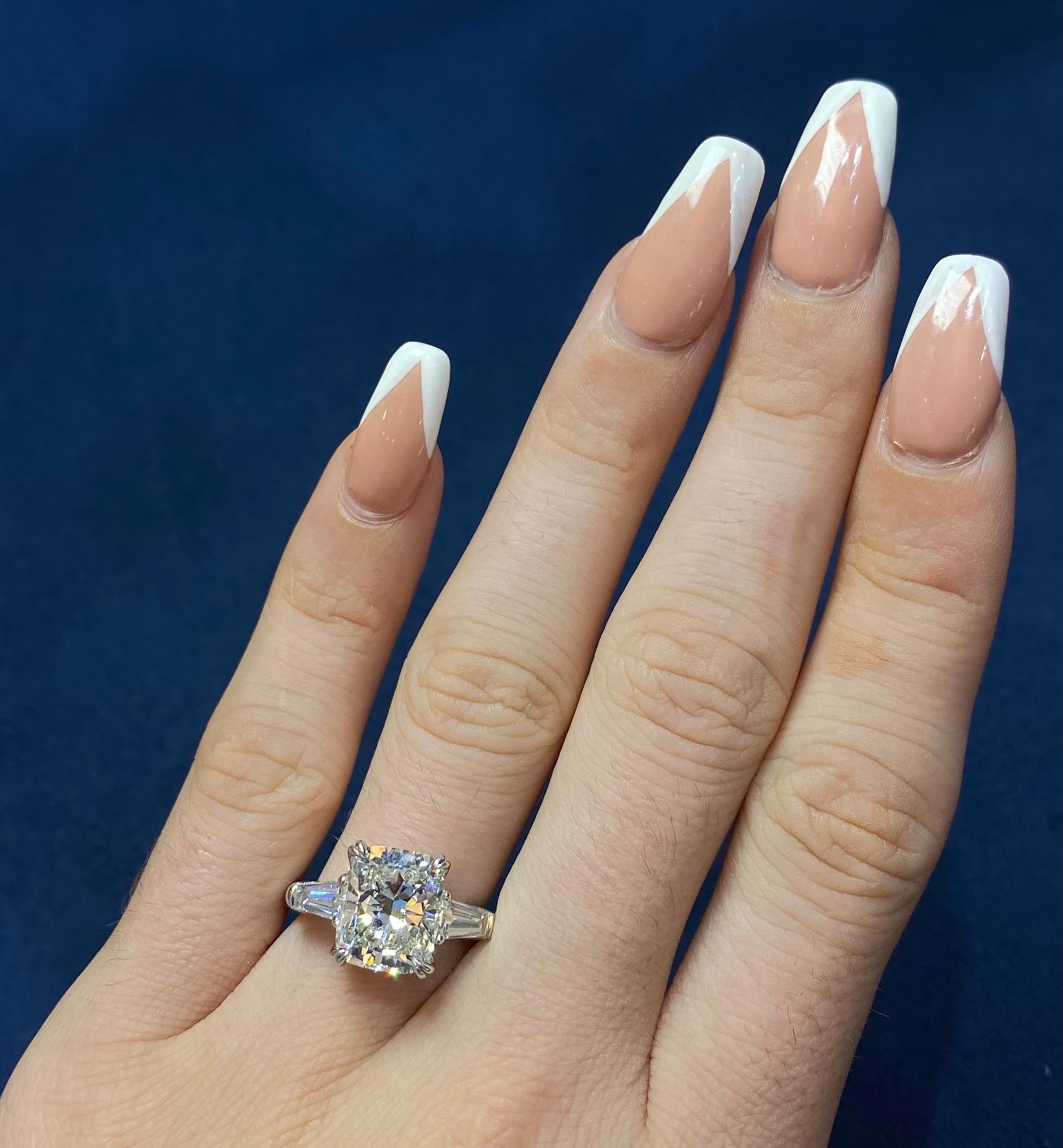 David Rosenberg 4.12 Carat Cushion Cut GIA Platinum Diamond Engagement Ring 2