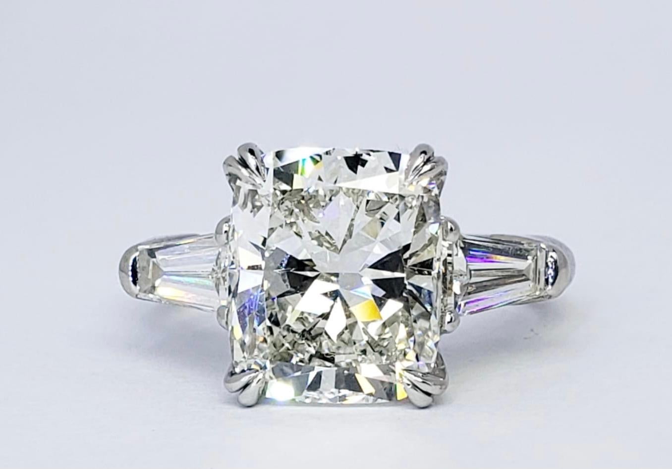 David Rosenberg 4.12 Carat Cushion Cut GIA Platinum Diamond Engagement Ring 3