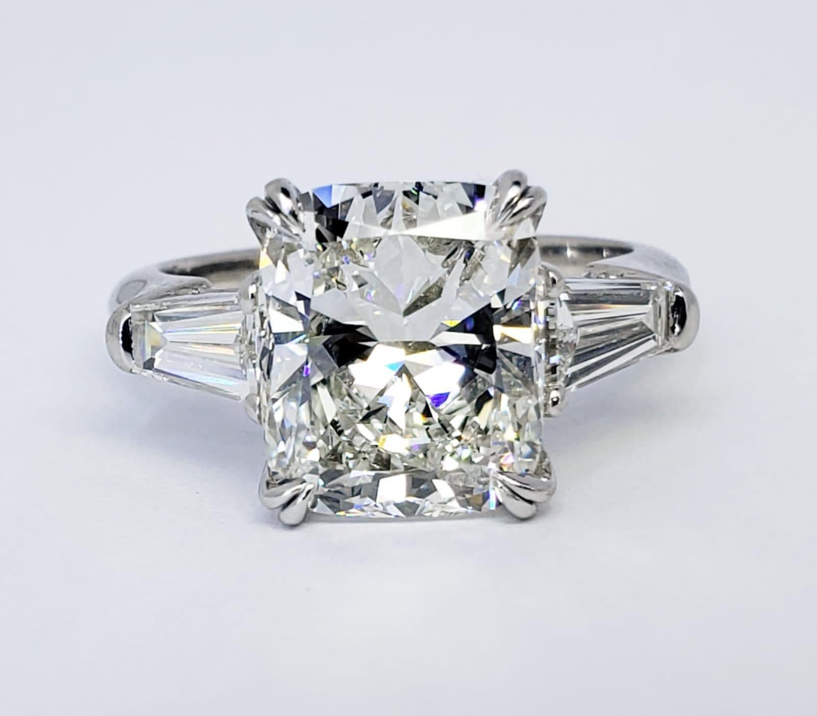 David Rosenberg 4.12 Carat Cushion Cut GIA Platinum Diamond Engagement Ring 4
