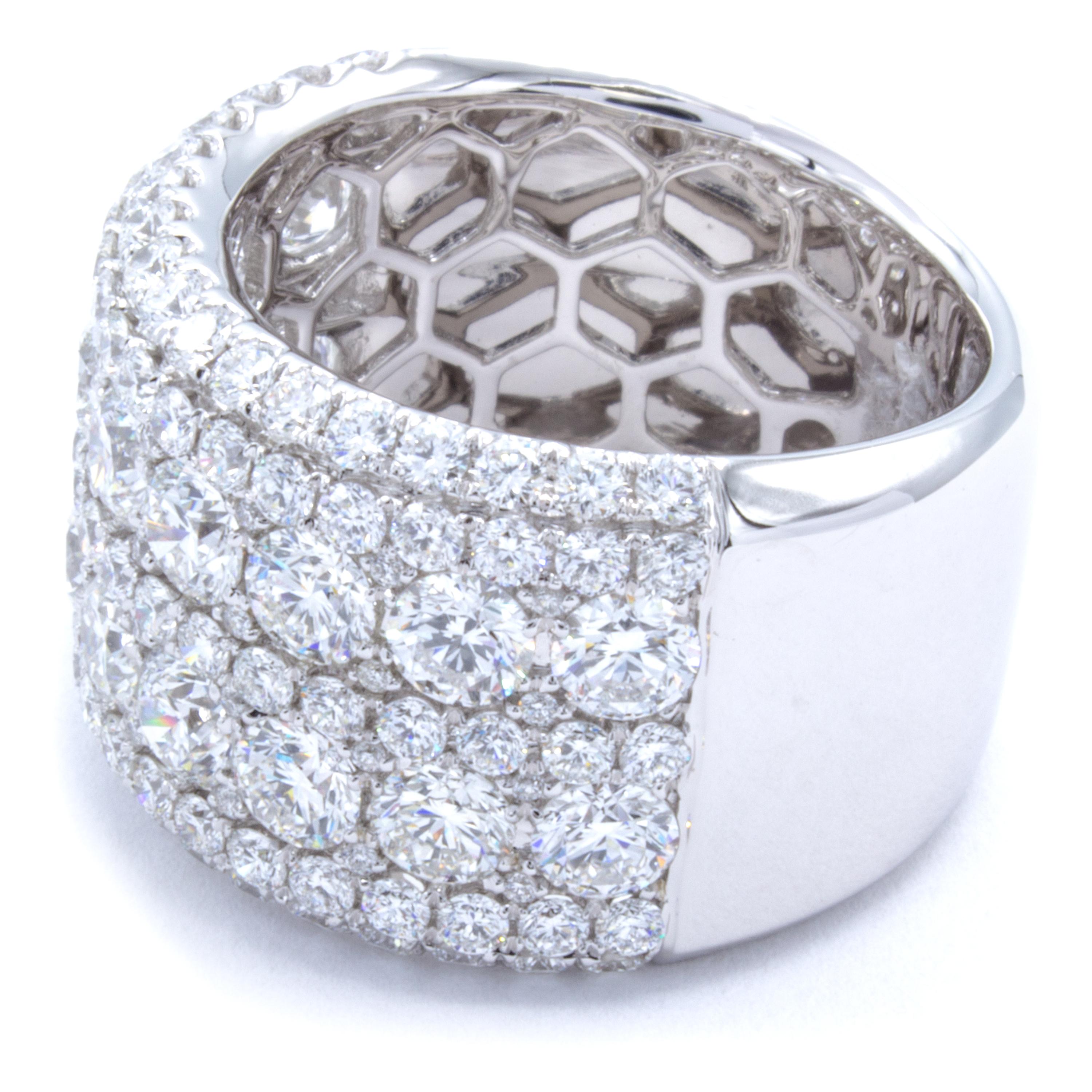 Modern David Rosenberg 4.27 Total Carat 18 Karat Gold Round Wide Band Diamond Ring