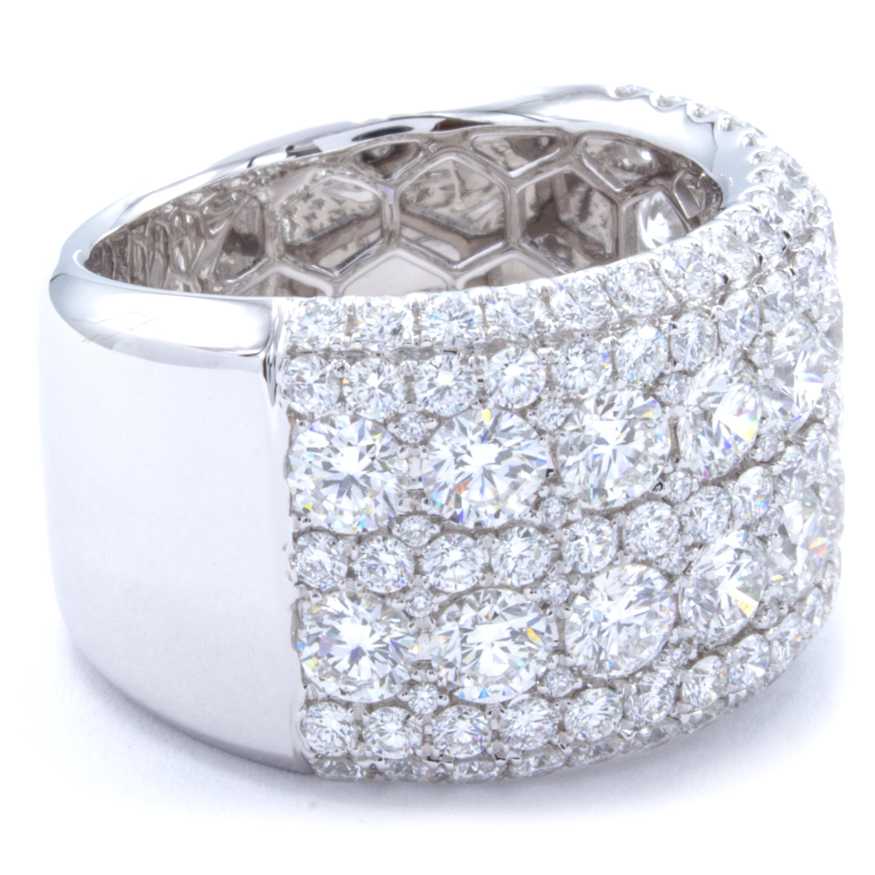 Women's David Rosenberg 4.27 Total Carat 18 Karat Gold Round Wide Band Diamond Ring