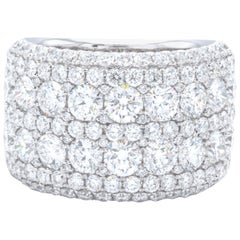 David Rosenberg 4.27 Total Carat 18 Karat Gold Round Wide Band Diamond Ring