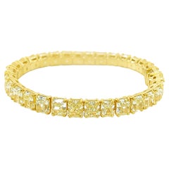 David Rosenberg 42.75 Carat Tw Radiant Fancy Yellow Diamond GIA Tennis Bracelet 