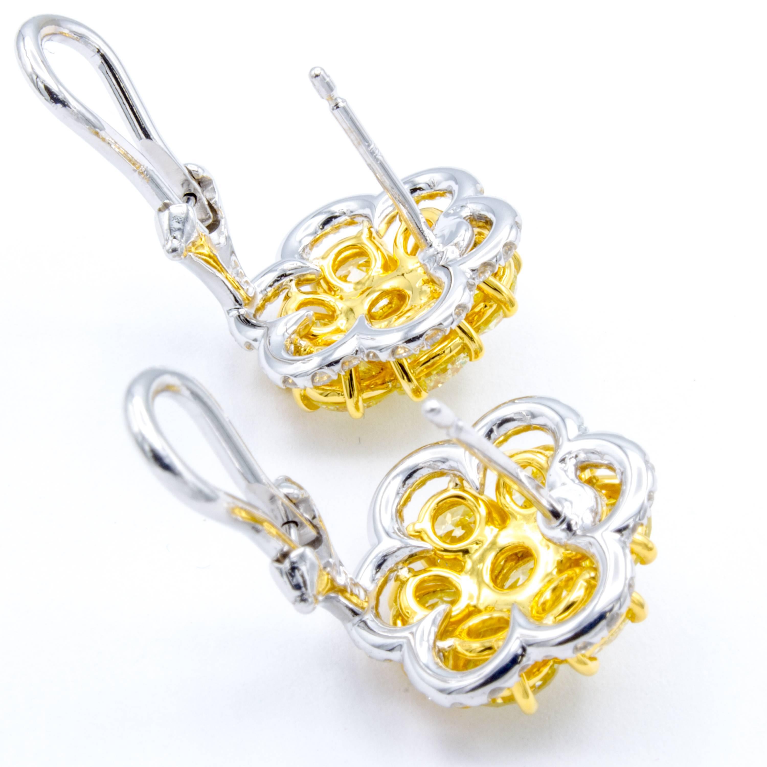 yellow diamond flower earrings