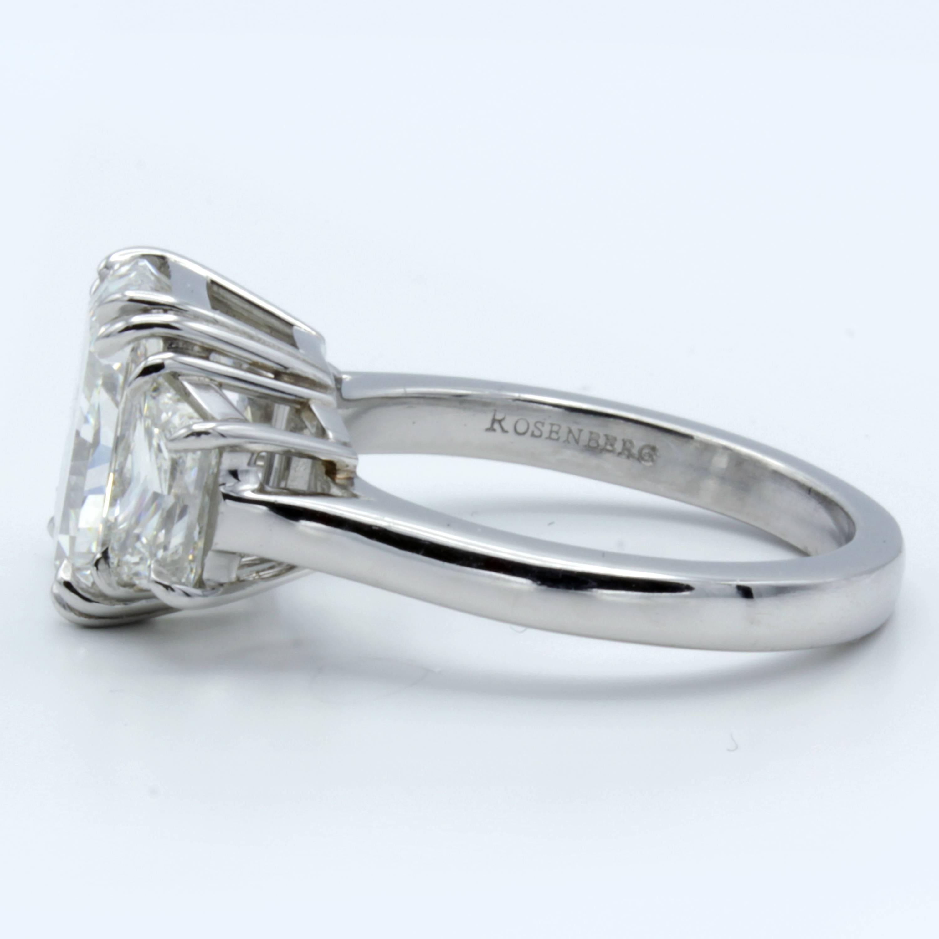 Women's David Rosenberg 4.34 Carat Radiant Cut GIA Certified G/VS Platinum Diamond Ring