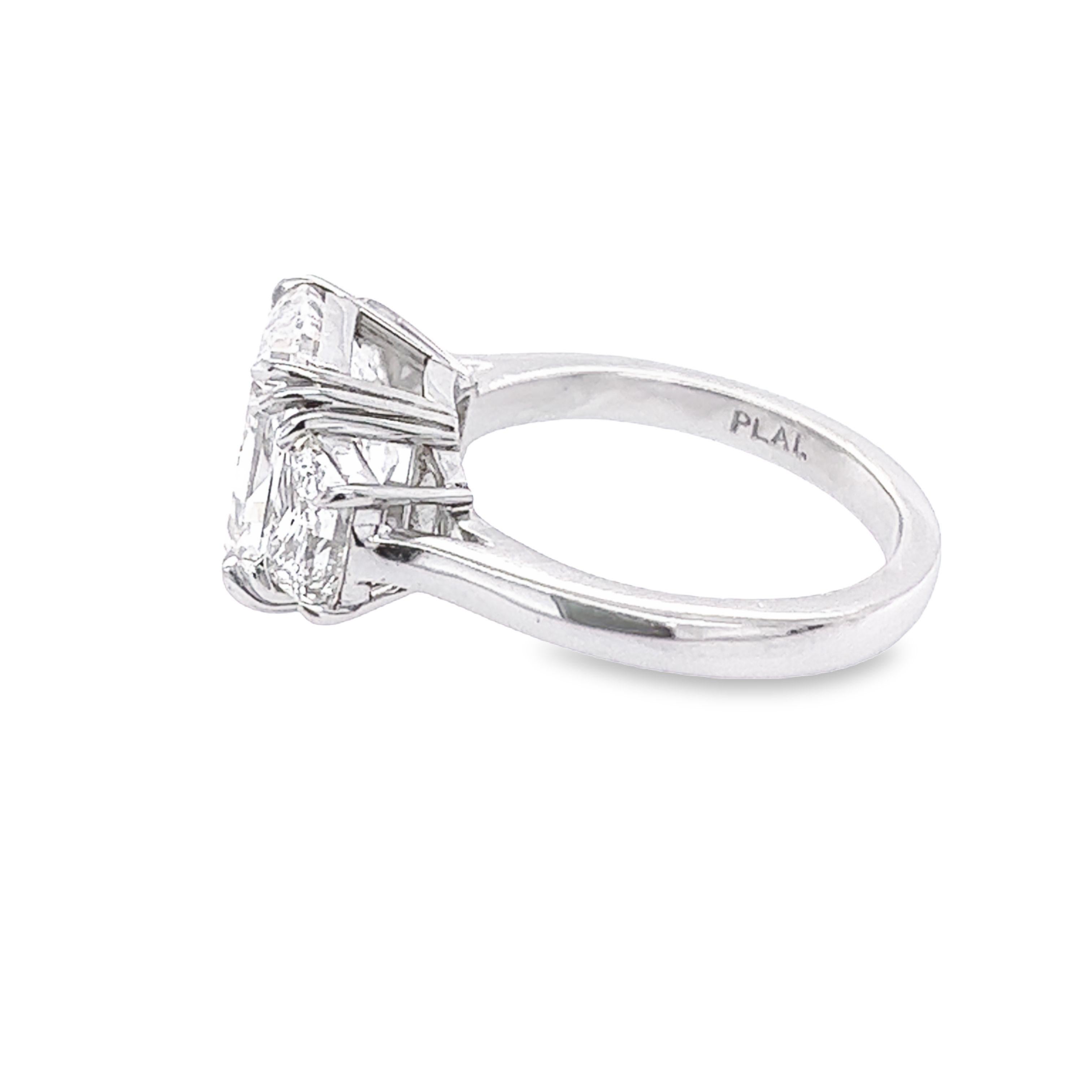 Women's David Rosenberg 4.34 Carat Radiant Cut GIA Platinum Diamond Engagement Ring For Sale