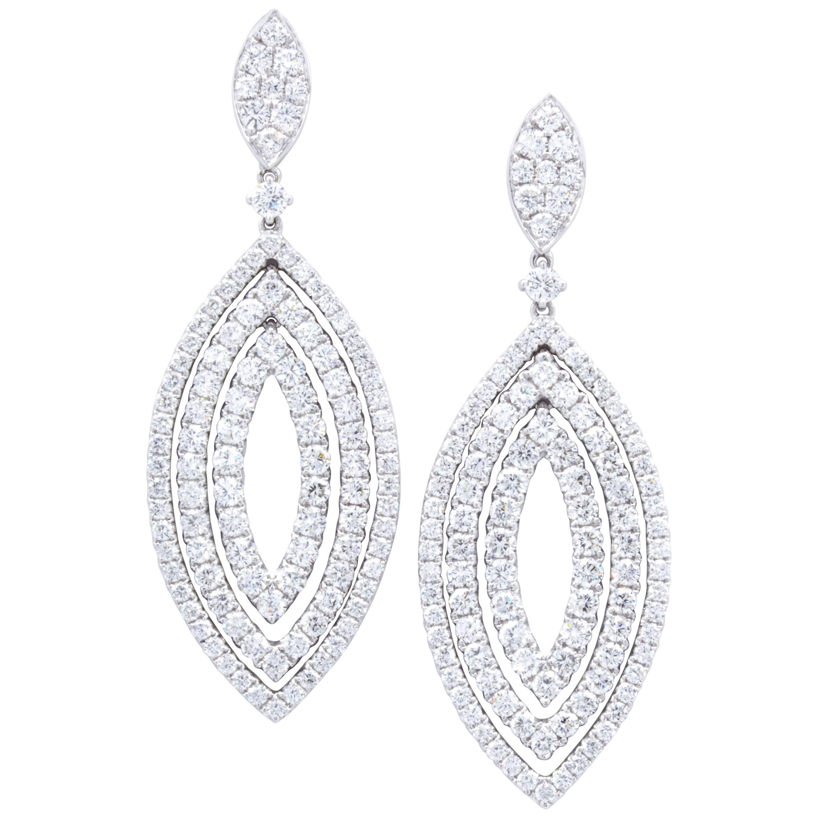 David Rosenberg 4.59 Total Carat Marquise Shape Dangling Diamond Earrings