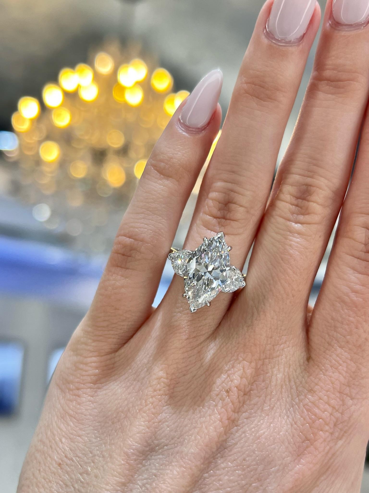 David Rosenberg 4.96 Carat Marquise D IF Type II B GIA Diamond Engagement Ring For Sale 1